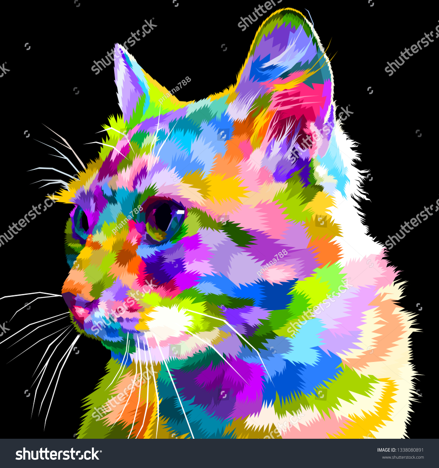 Colorful Cats Face Looks Sideways Black Stock Vector (Royalty Free ...