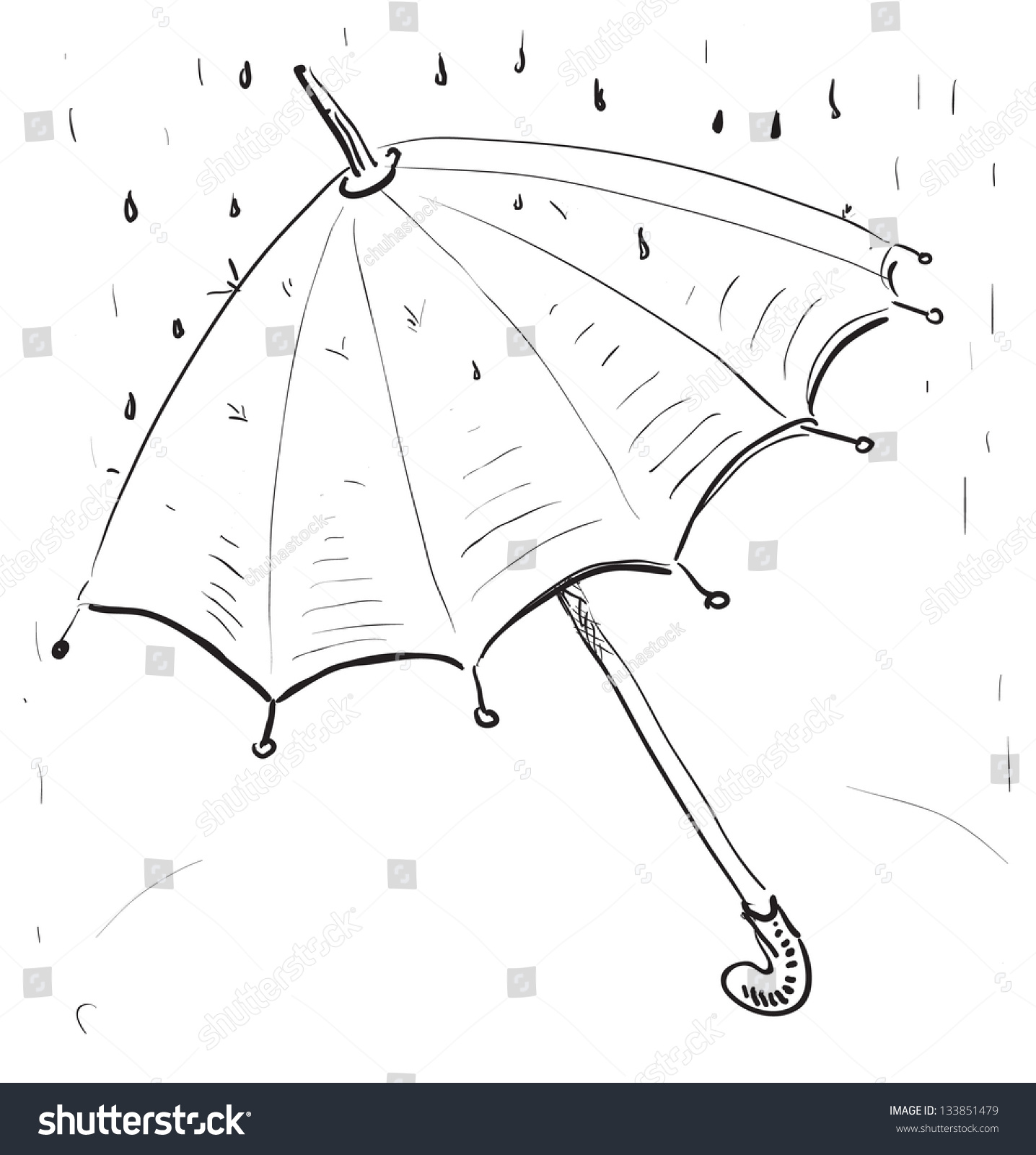 Зонт с каплями эскиз