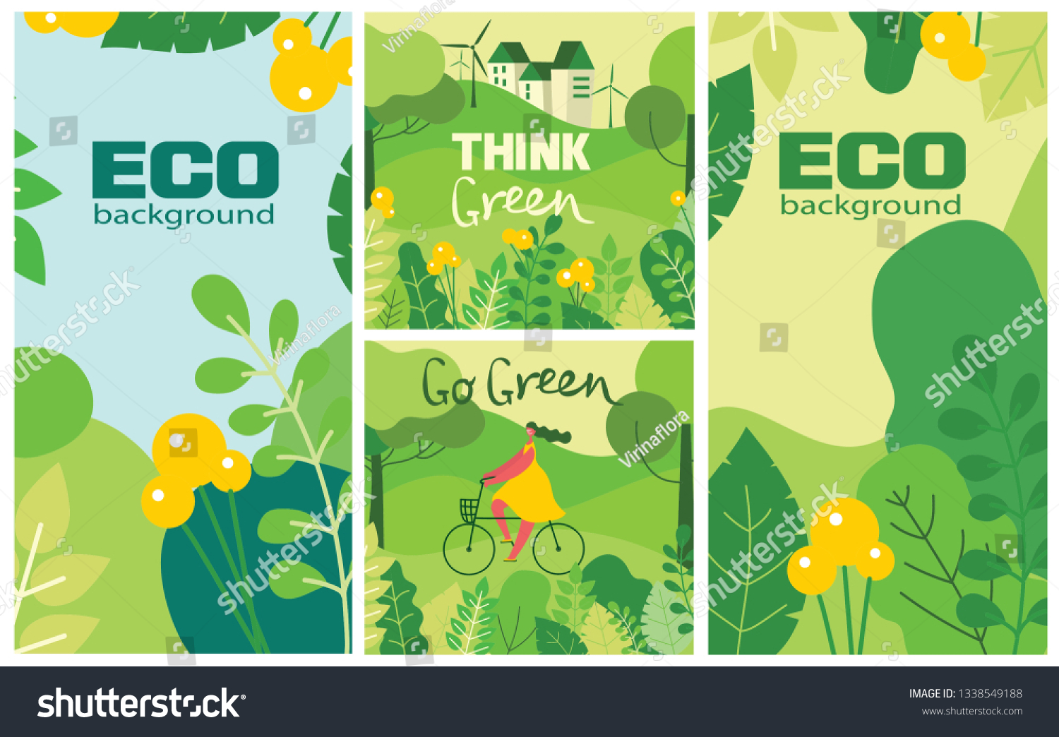 Vector Illustration Eco Backgrounds Concept Green Stock Vector (Royalty ...