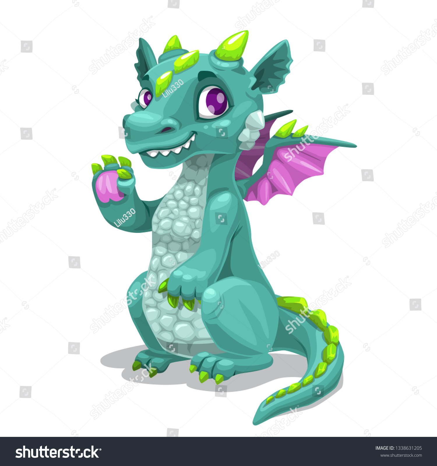 Little Cute Cartoon Young Dragon Fantasy Stock Vector (Royalty Free ...