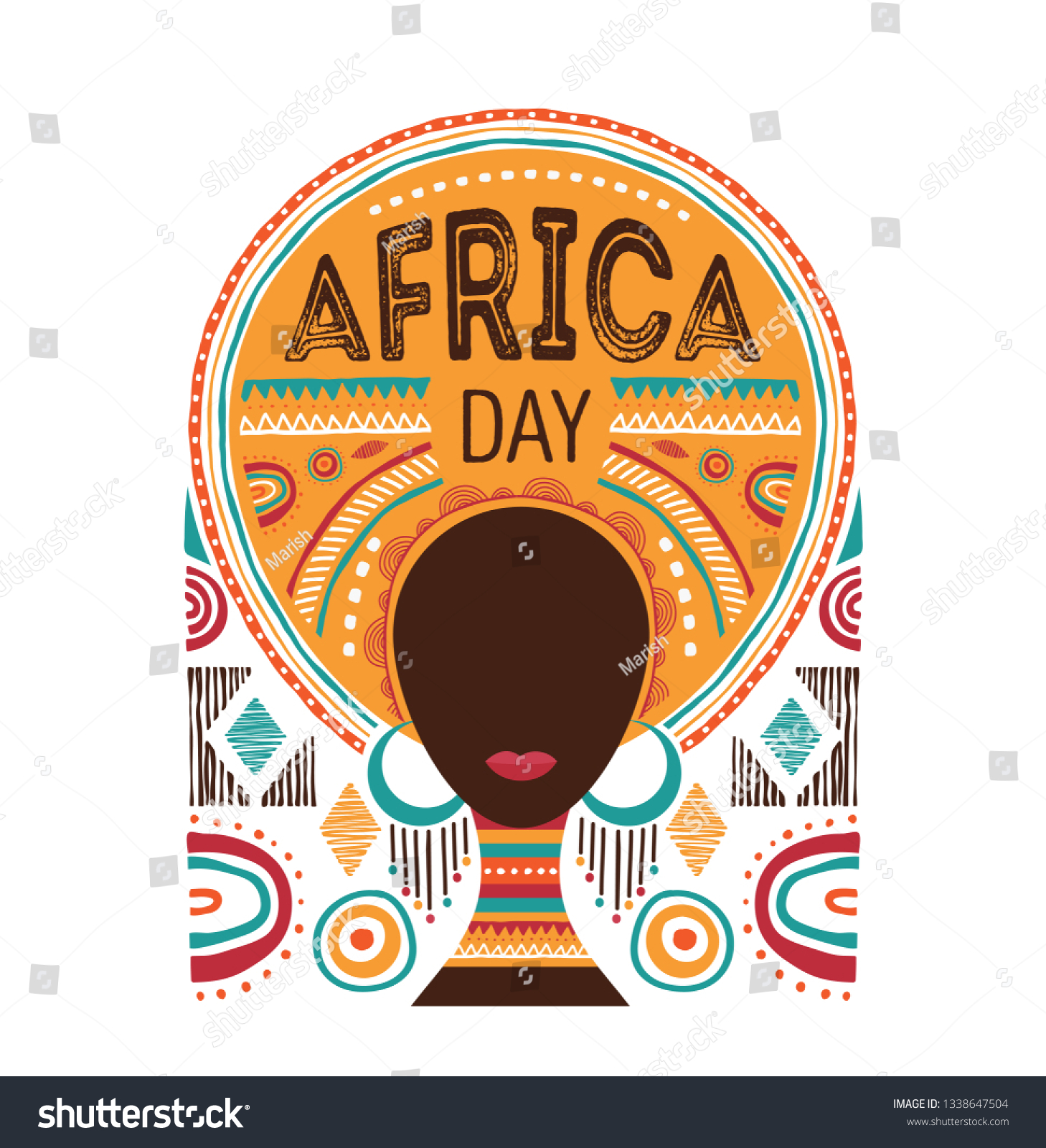 Africa Day Vector Illustration African Woman Stock Vector (Royalty Free