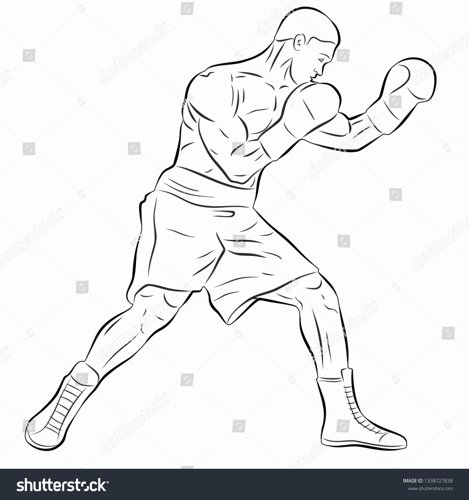 Isolated Illustration Boxer Black White Drawing Stock Vector (Royalty ...