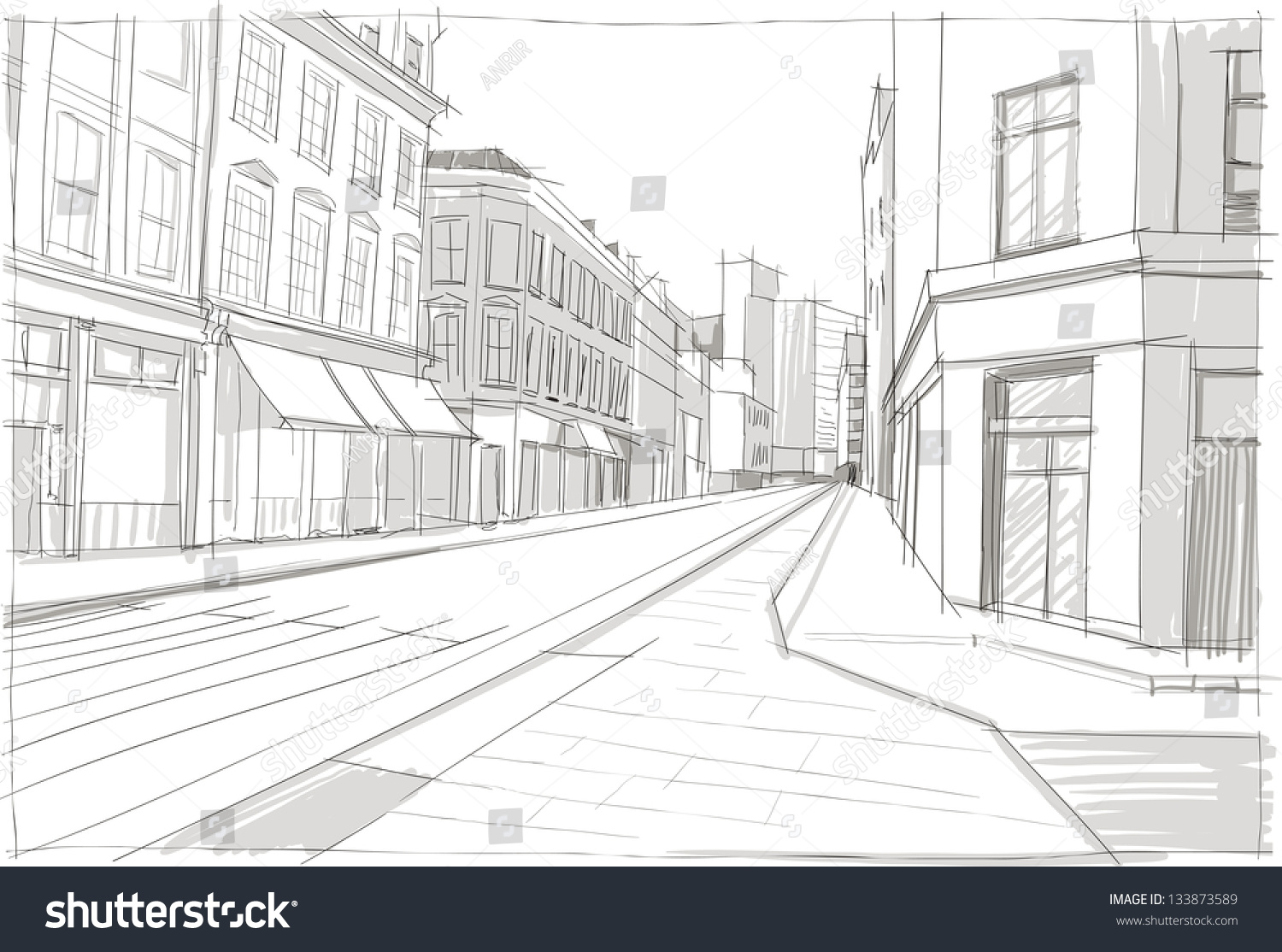 Рисунок улицы с боку