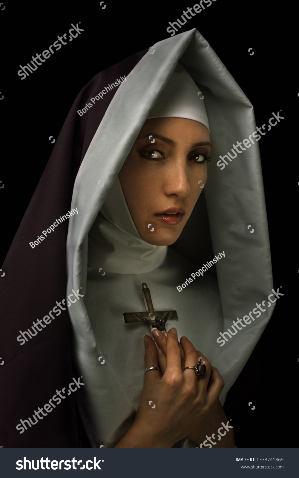 Young Nun Crucifix Stock Photo 1338741869 | Shutterstock