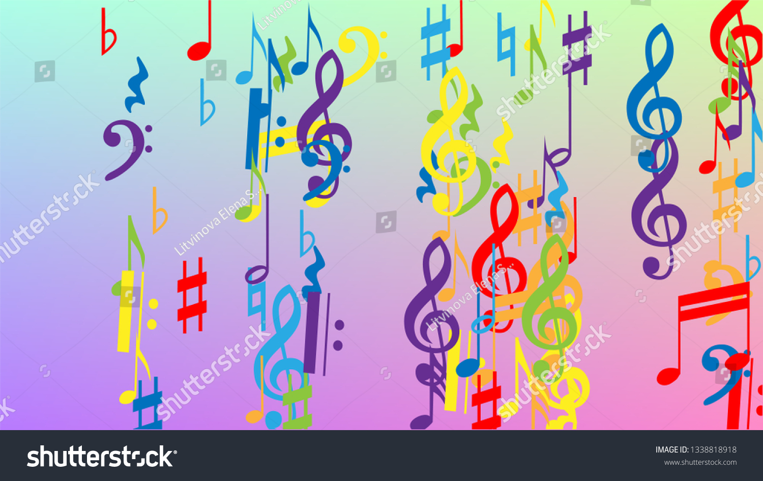 Disco Background Colorful Musical Notes Symbol Stock Vector (Royalty ...