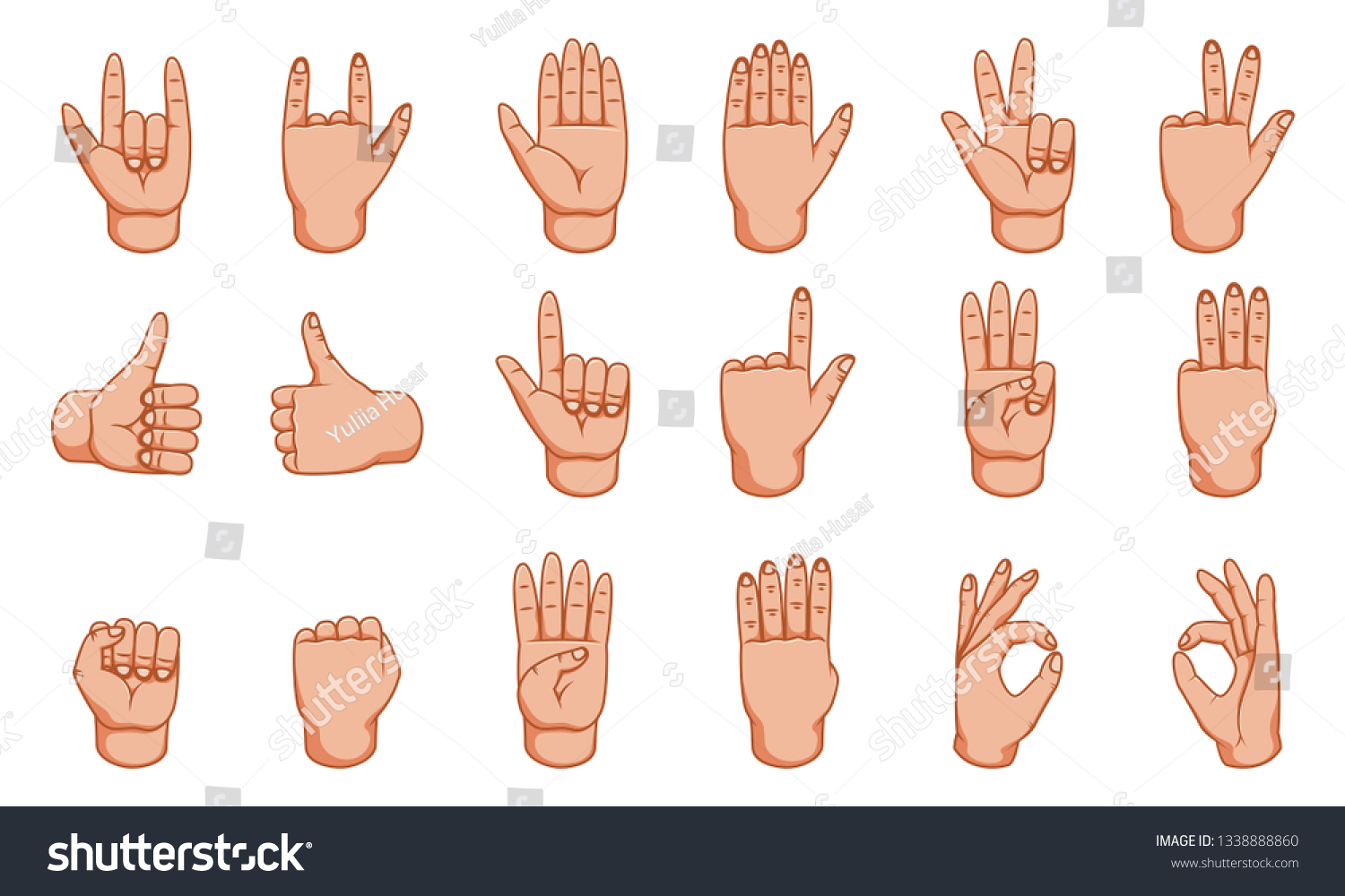 Hand Gestures Great Design Any Purposes Stock Illustration 1338888860 ...