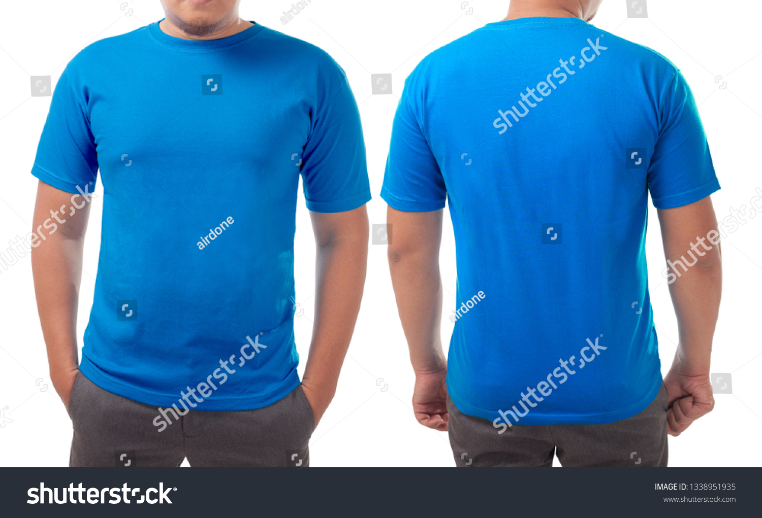 Blue Tshirt Mock Front Back View Stock Photo 1338951935 | Shutterstock