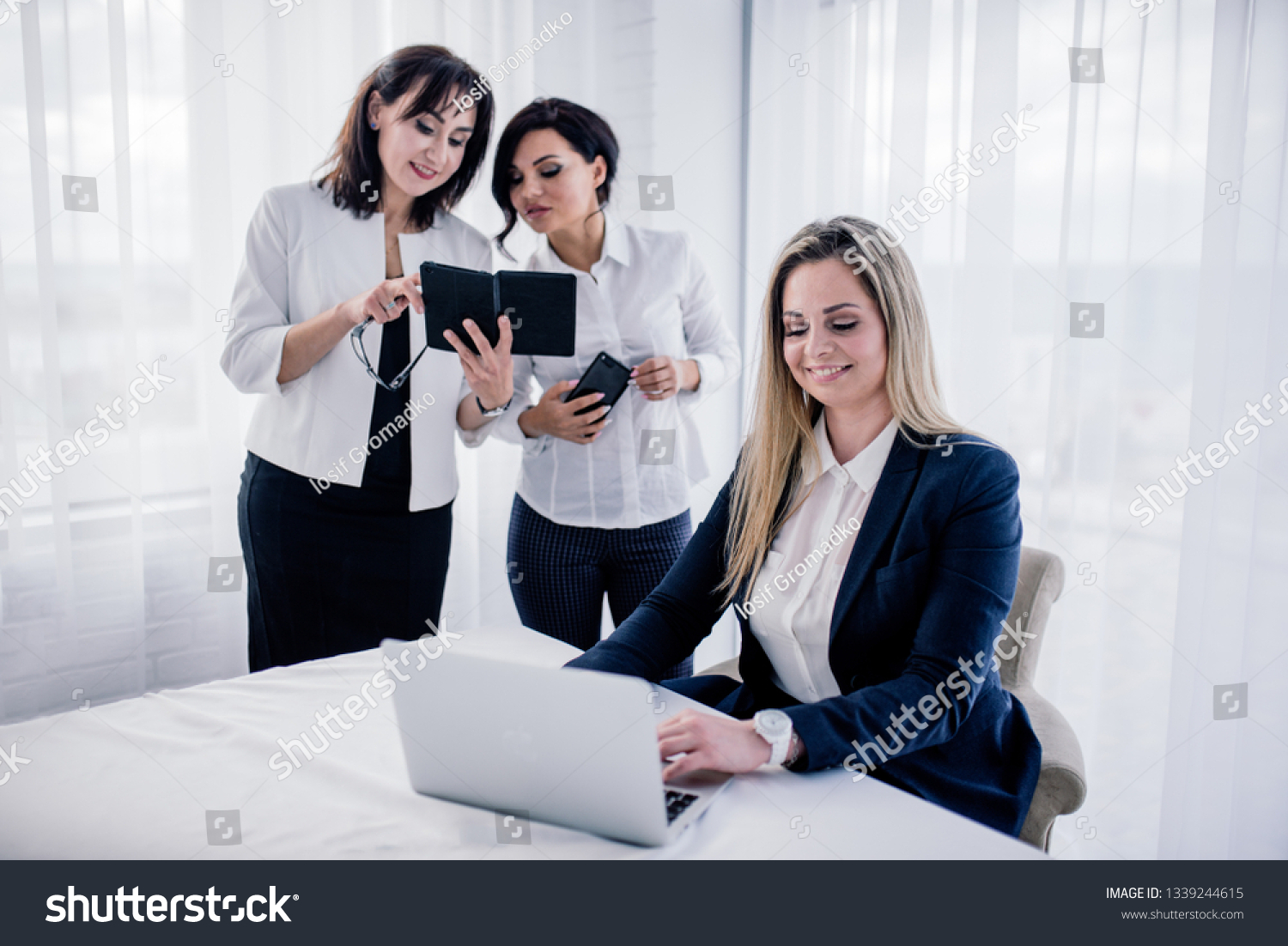 Smiling Business Women Team Working Office Stock Photo 1339244615