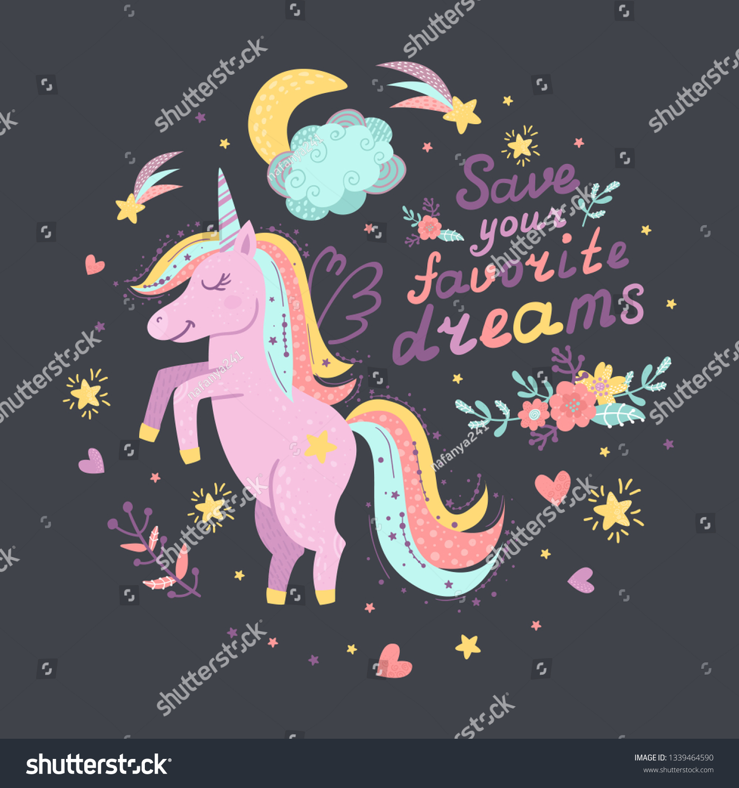 Background Fantasy Unicorn Vector Illustration Your Stock Vector 