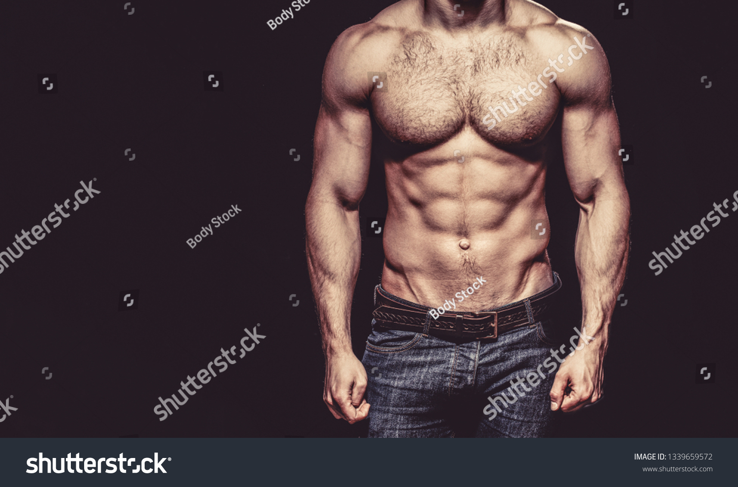 Strong Mans Bodybuilder Muscular Men Copy Foto Stok Shutterstock