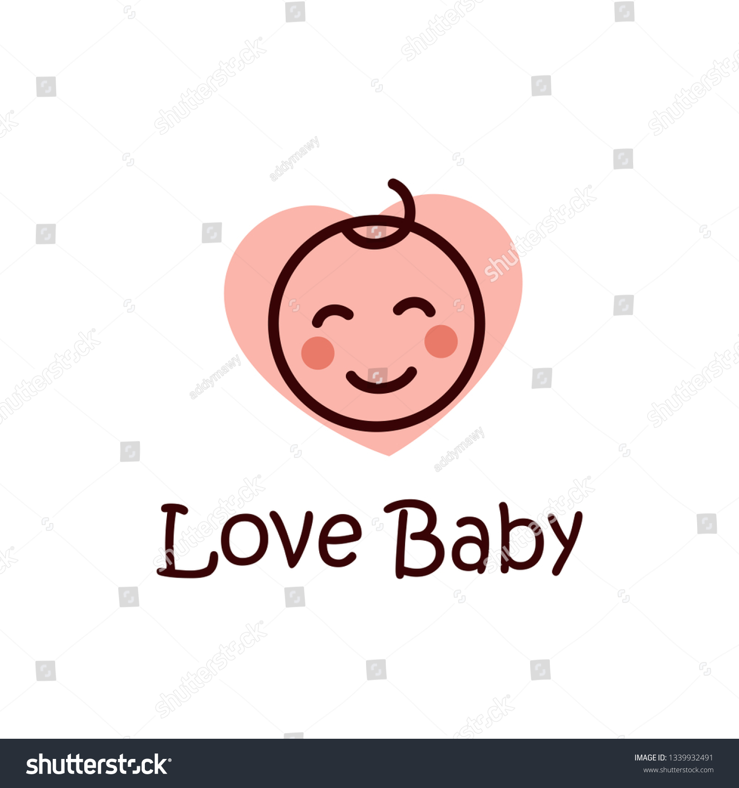 Cute Happy Baby Smile Line Art Stock Vector (Royalty Free) 1339932491 ...