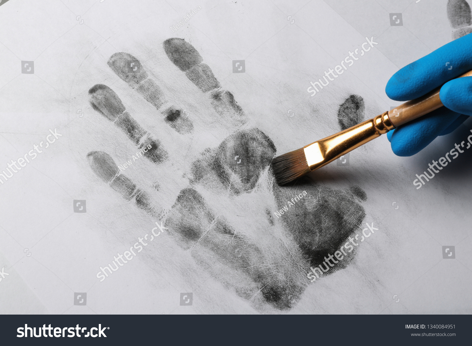 Detective Taking Fingerprints Brush Paper Closeup Stock Photo ...