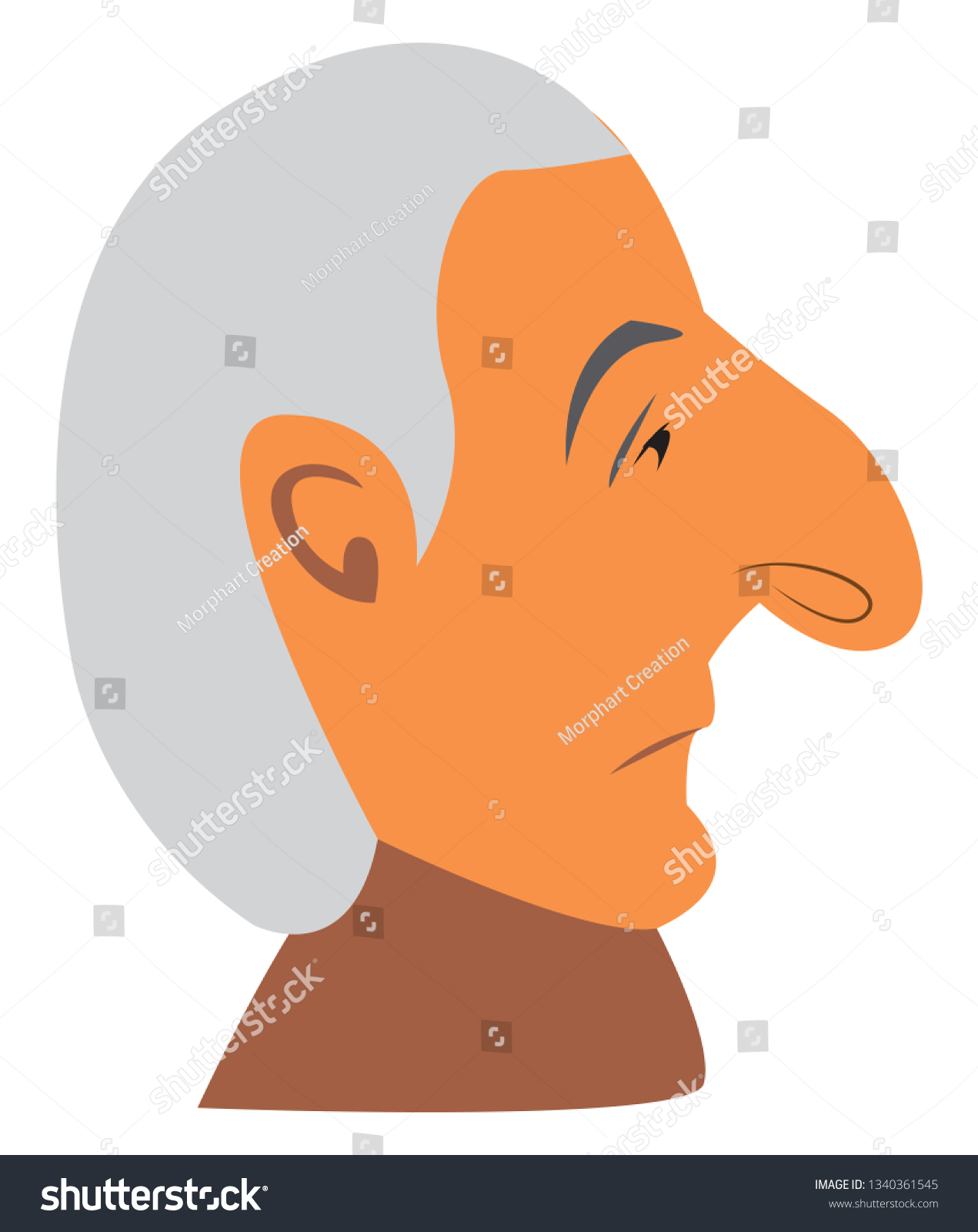 Sad Old Man Big Nose Vector Stock Vector Royalty Free 1340361545 Shutterstock