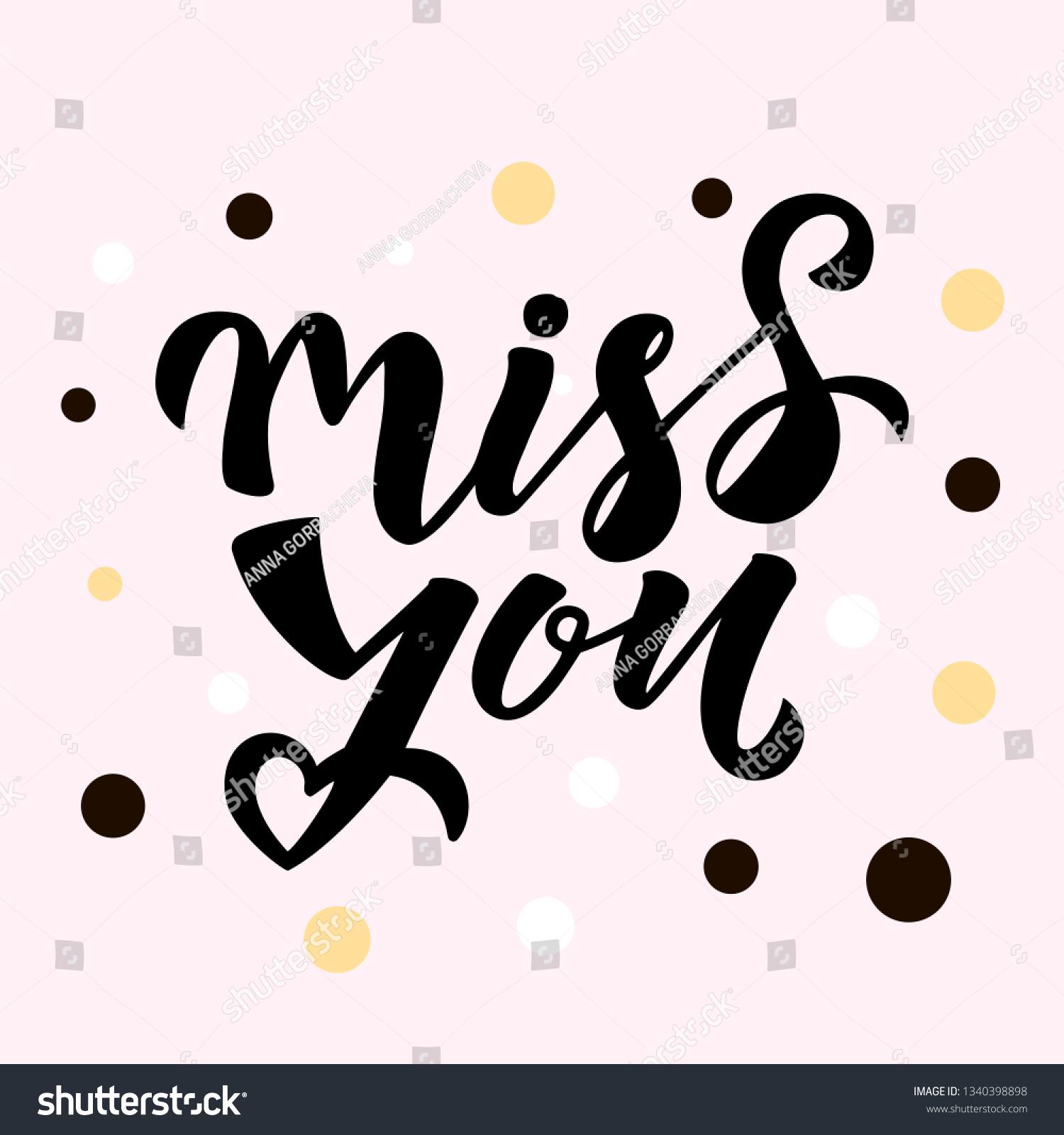 Miss You Quote Modern Handlettering Text Stock Vector (Royalty Free ...