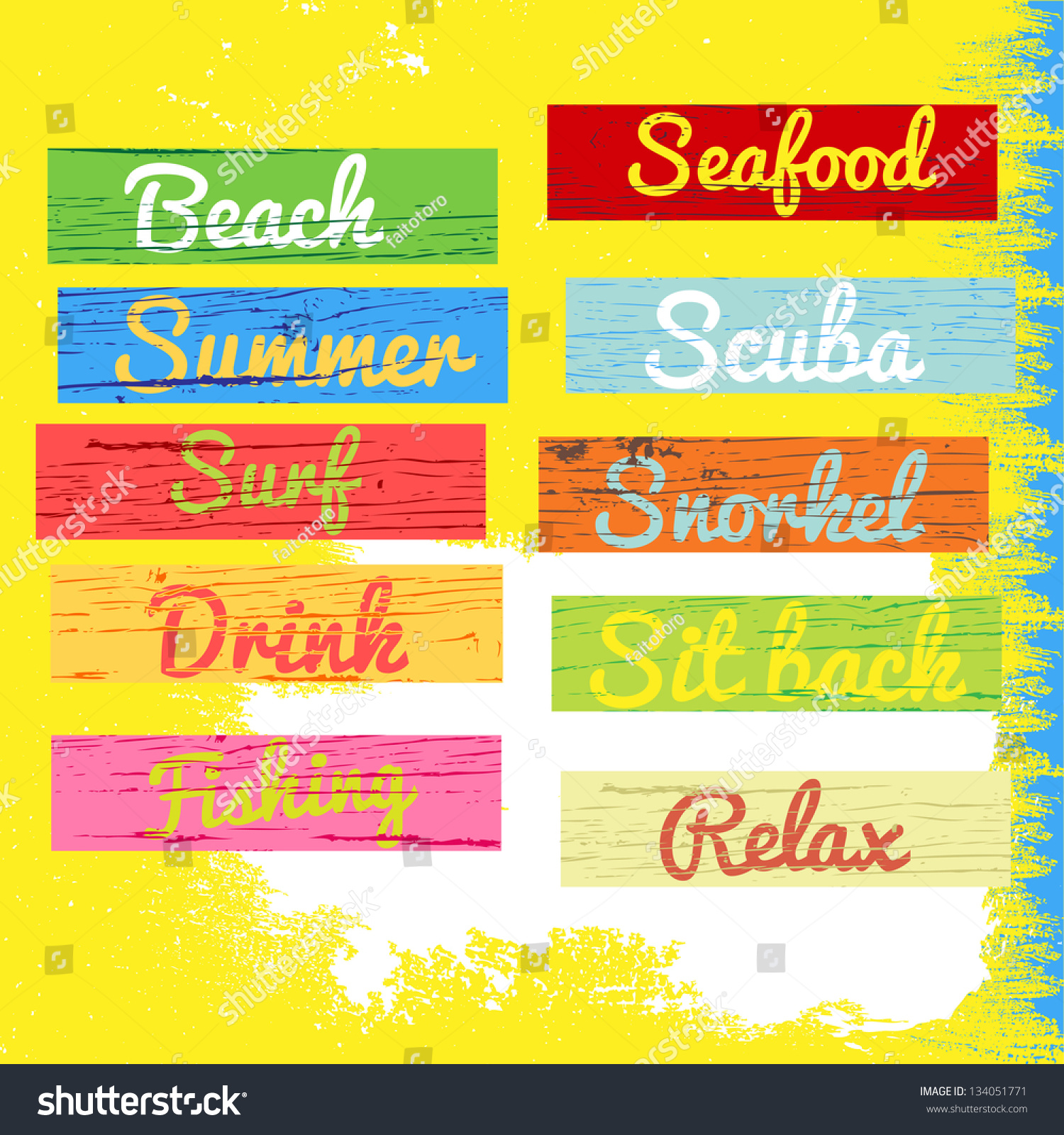 Beach Sign Wood Grunge Texture Stock Vector (Royalty Free) 134051771