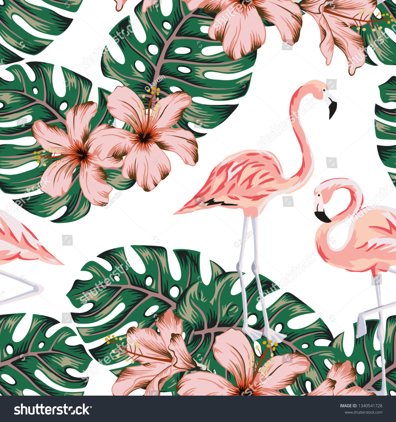 240mmX200mmX3mm Flamingo Mouse pad Flamingos with Tropical Leaves and Flowers Pattern Rectangle Non-Slip Rubber Mousepad 9.5 X 7.9 Inch 