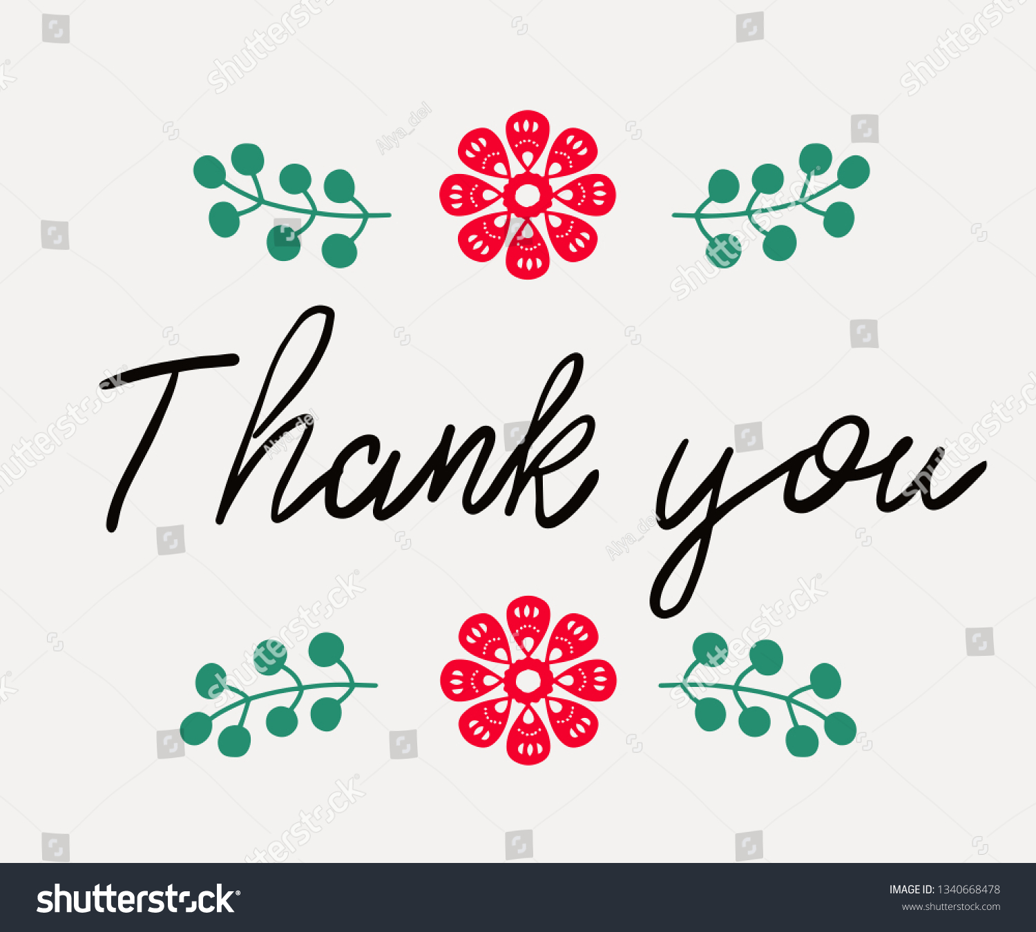 Thank You Handwritten Phrase Folk Style Stock Vector (Royalty Free ...