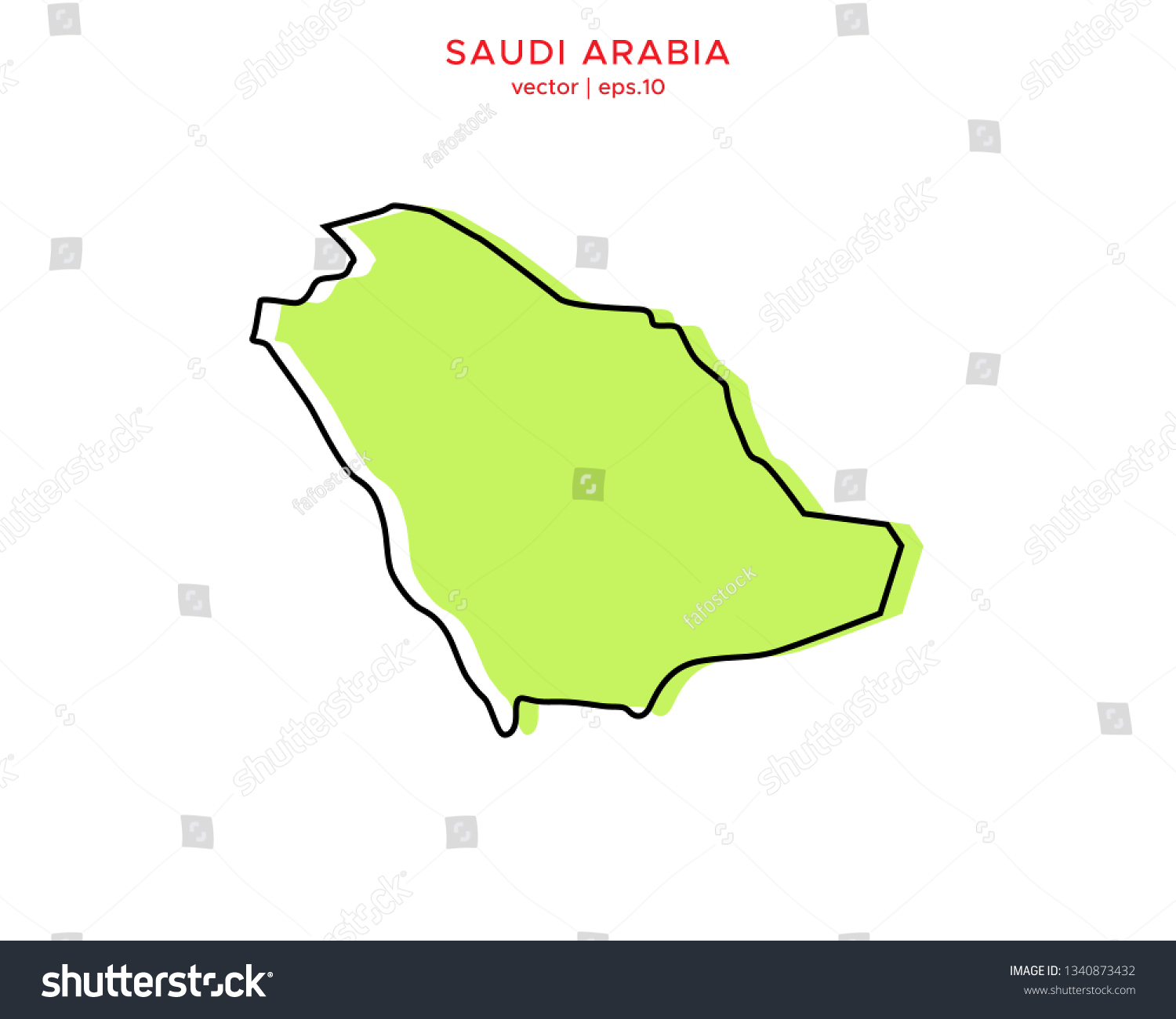 Green Outline Map Saudi Arabia Vector Stock Vector (Royalty Free ...