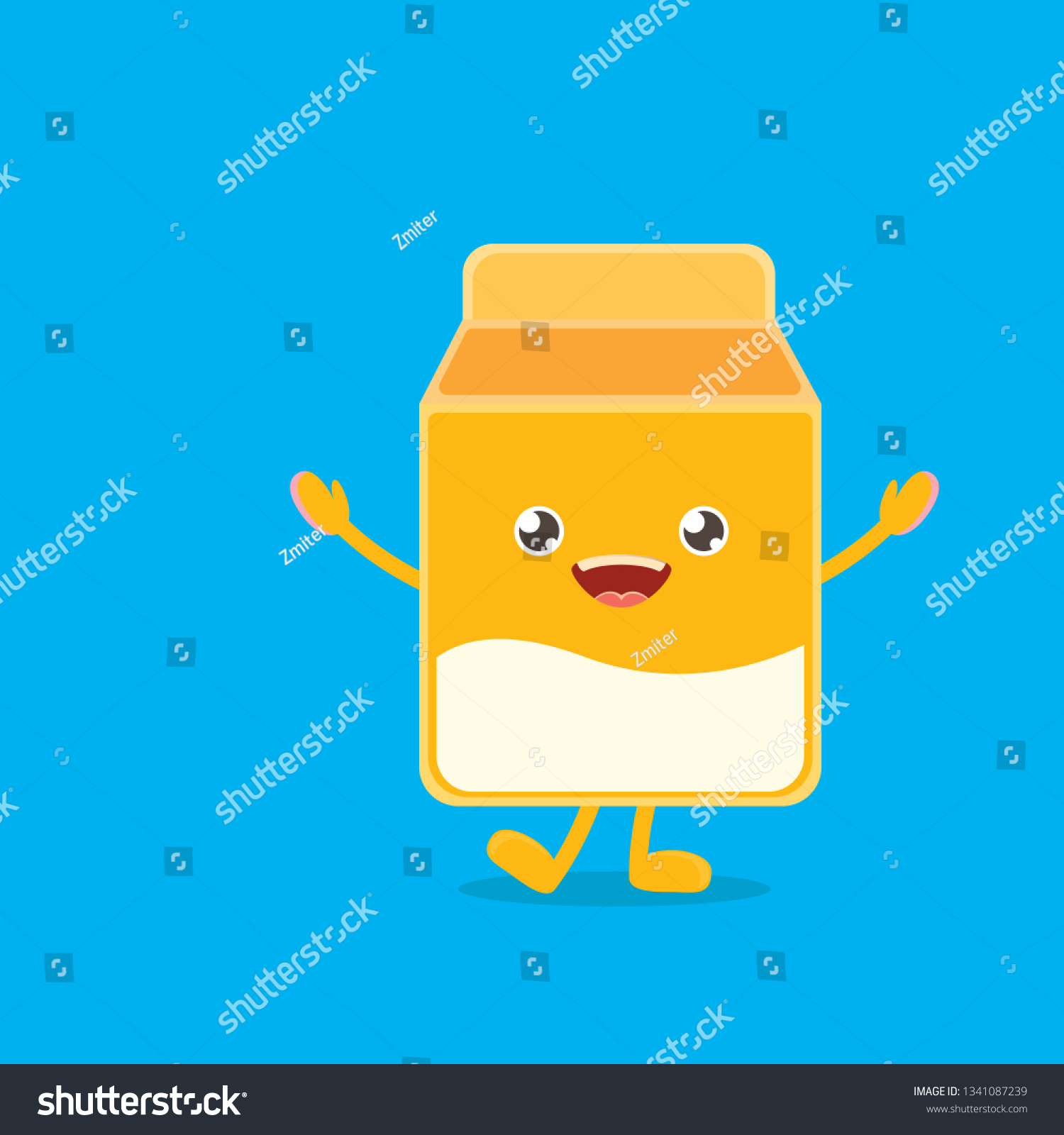 Funny Cartoon Cute Smiling Milk Carton Stock Vector (Royalty Free ...