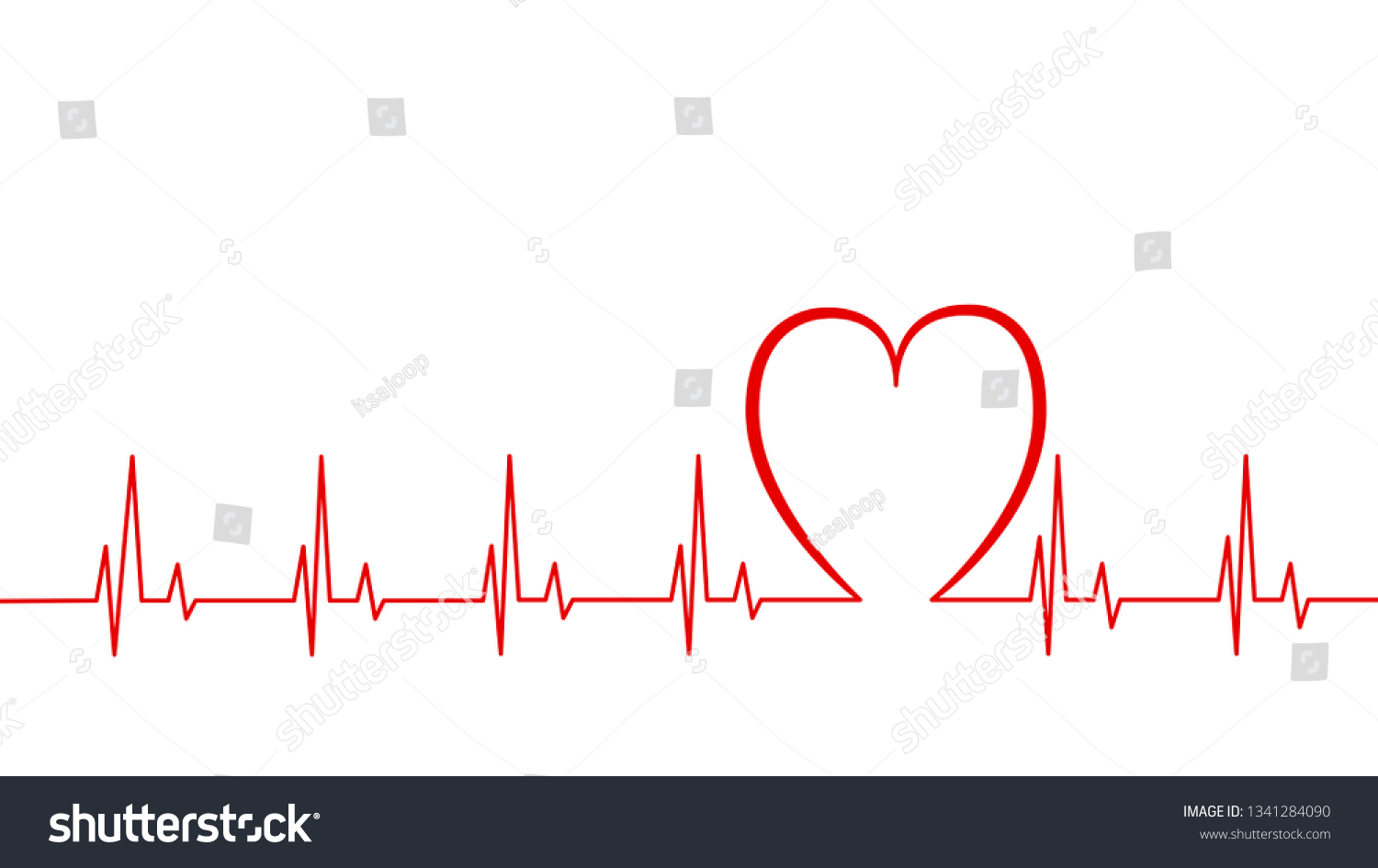 Heart Pulse Red White Colors Cardiogram Stock Vector (royalty Free 