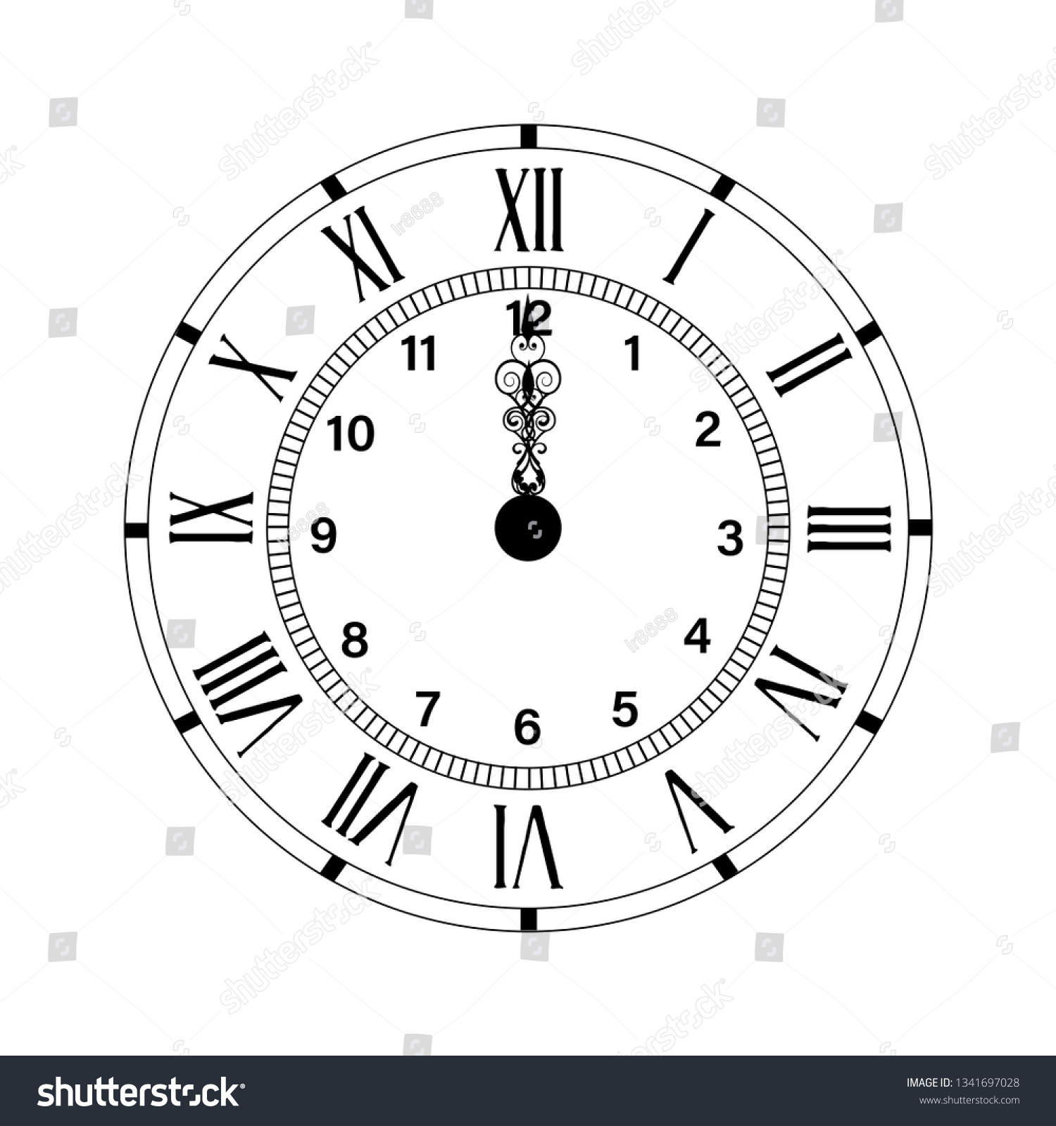 Vintage Antique Clock Vector Design Twelve Stock Vector (Royalty Free ...