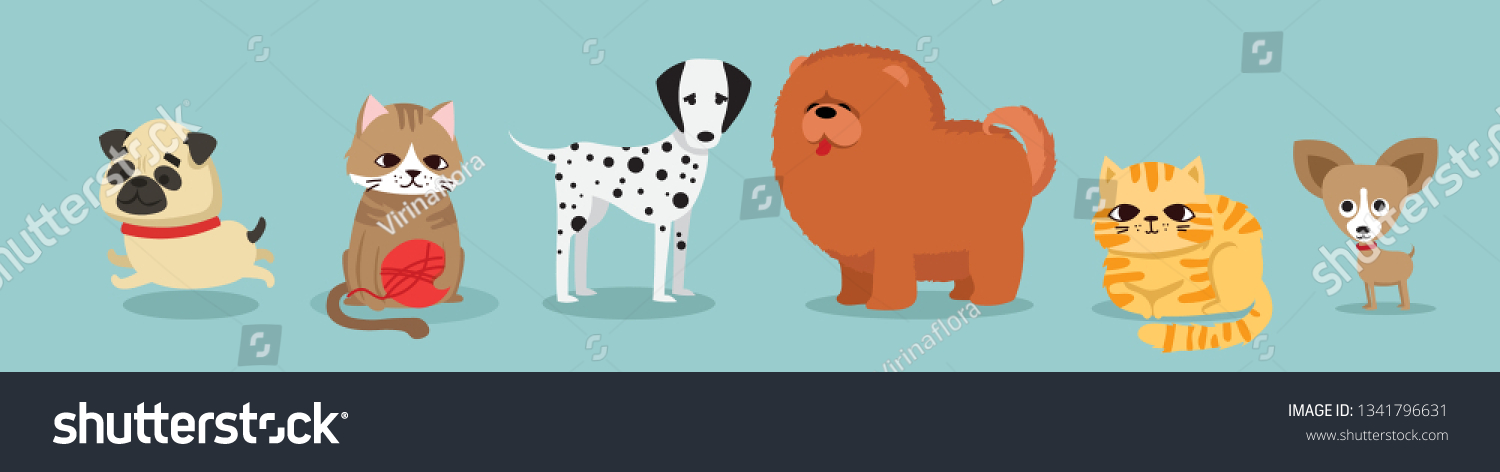 Vector Illustration Set Cute Funny Cartoon Stock Vector (Royalty Free ...