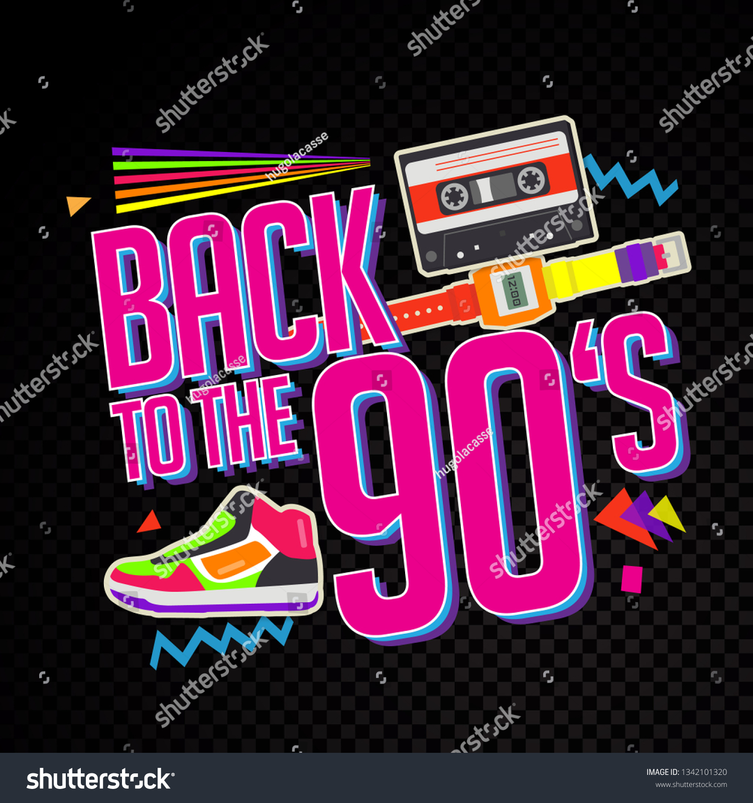 Party Time 90s Style Label Vector Stock Vector (Royalty Free ...