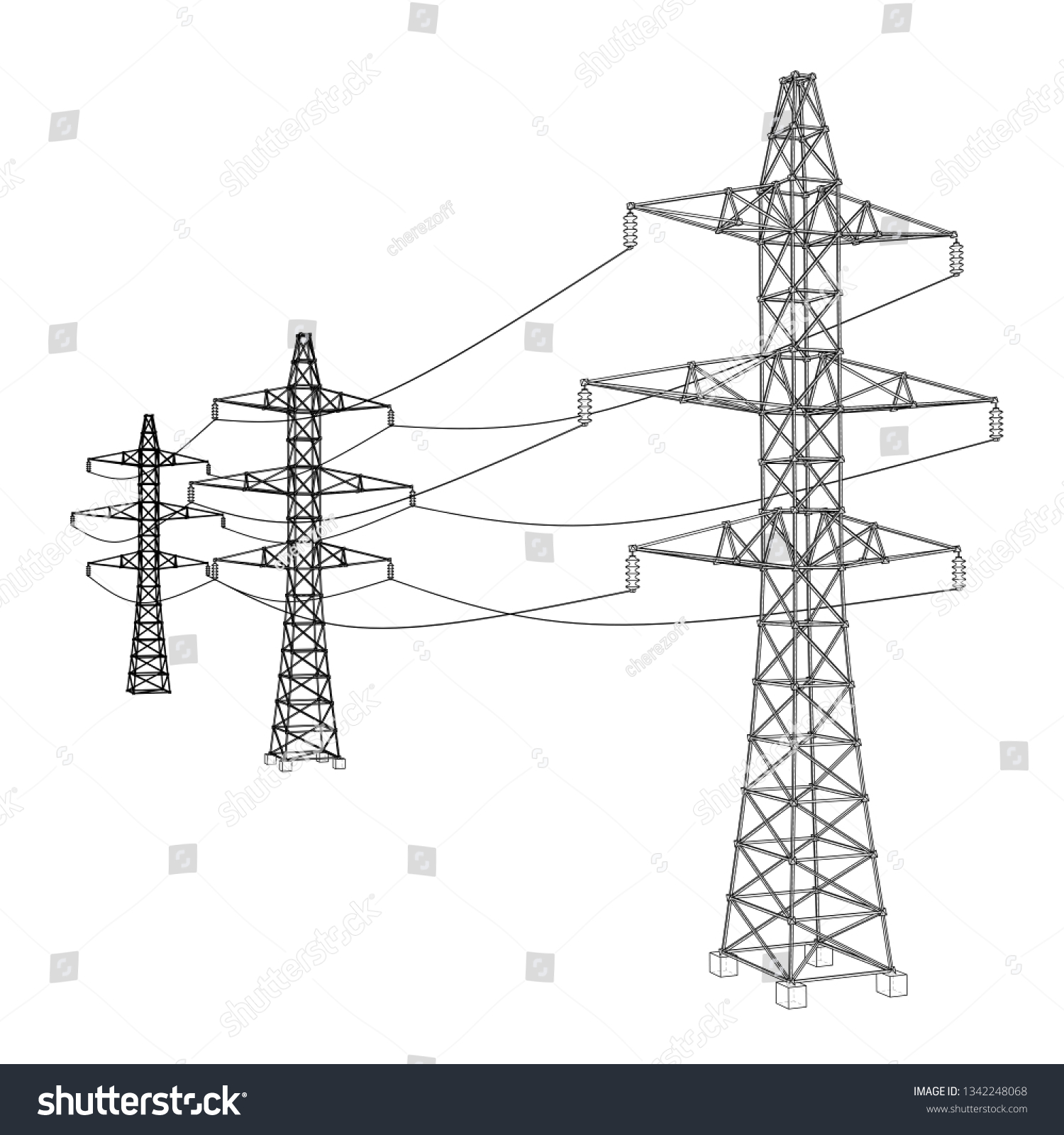 Electric Pylons Electric Towers Concept Vector Stock Vector (Royalty ...