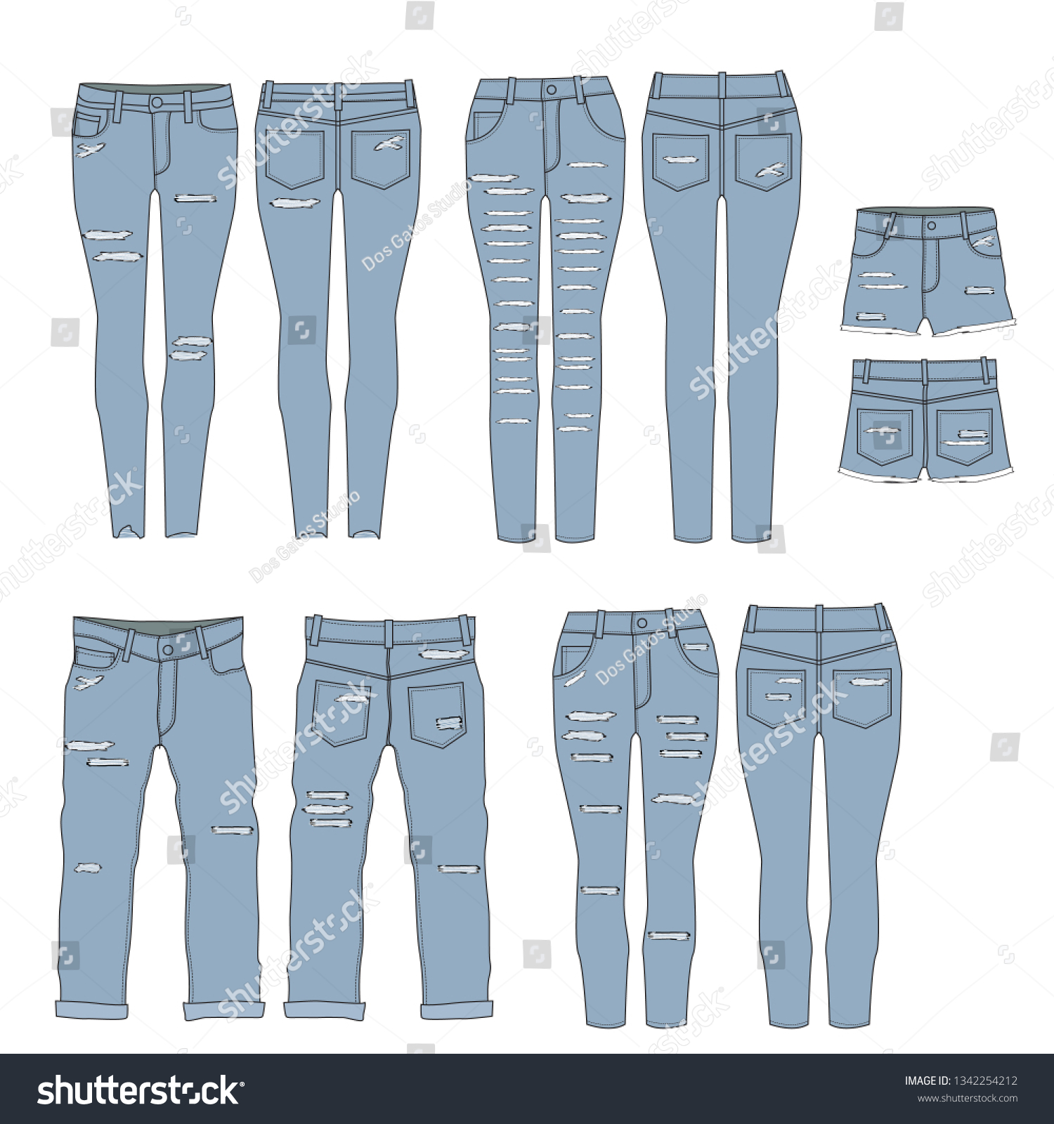 Vector Jeans Template Women Stock Vector (Royalty Free) 1342254212 ...