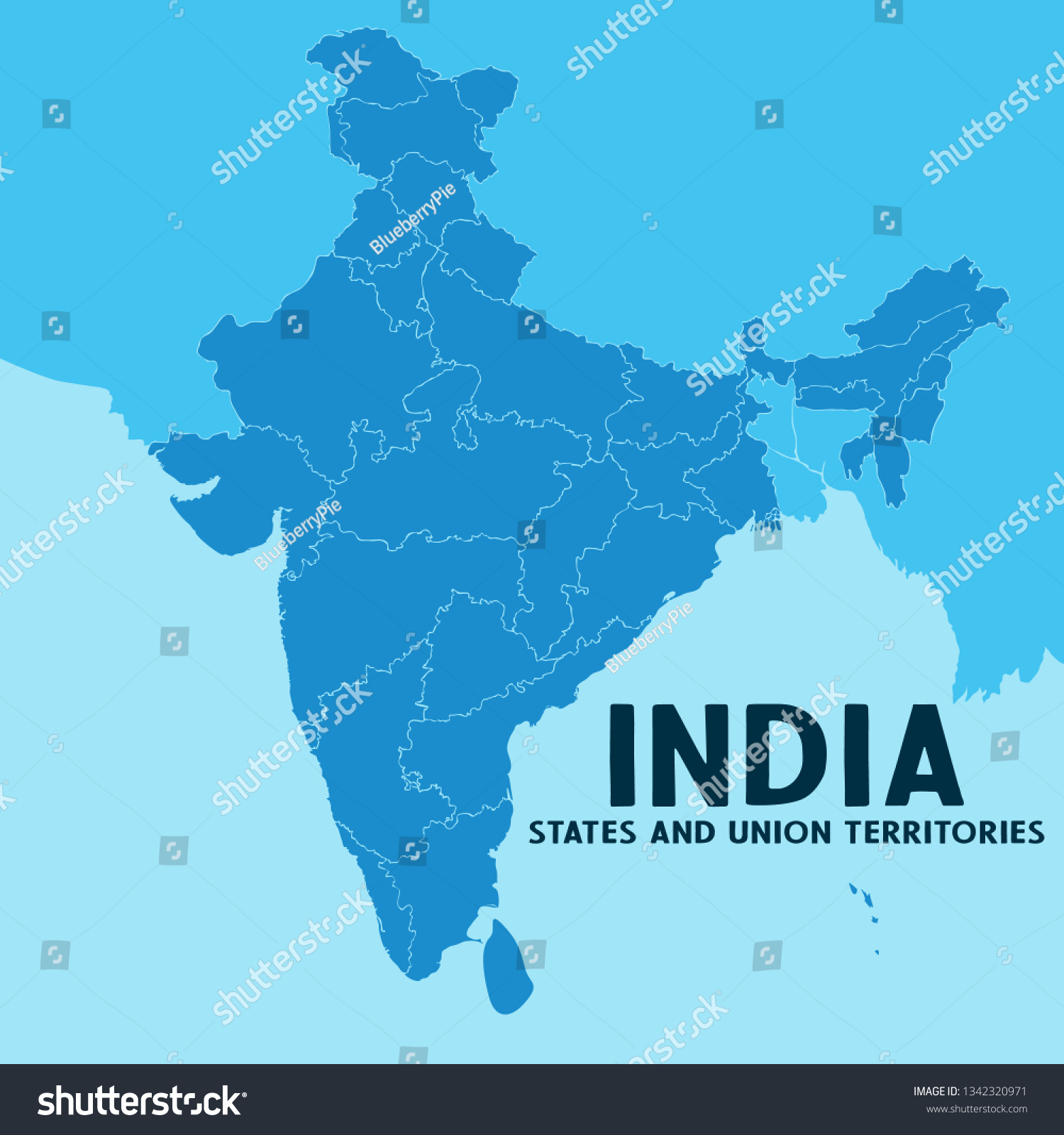 Illustration Detailed Map India Asia All Stock Vector (Royalty Free ...