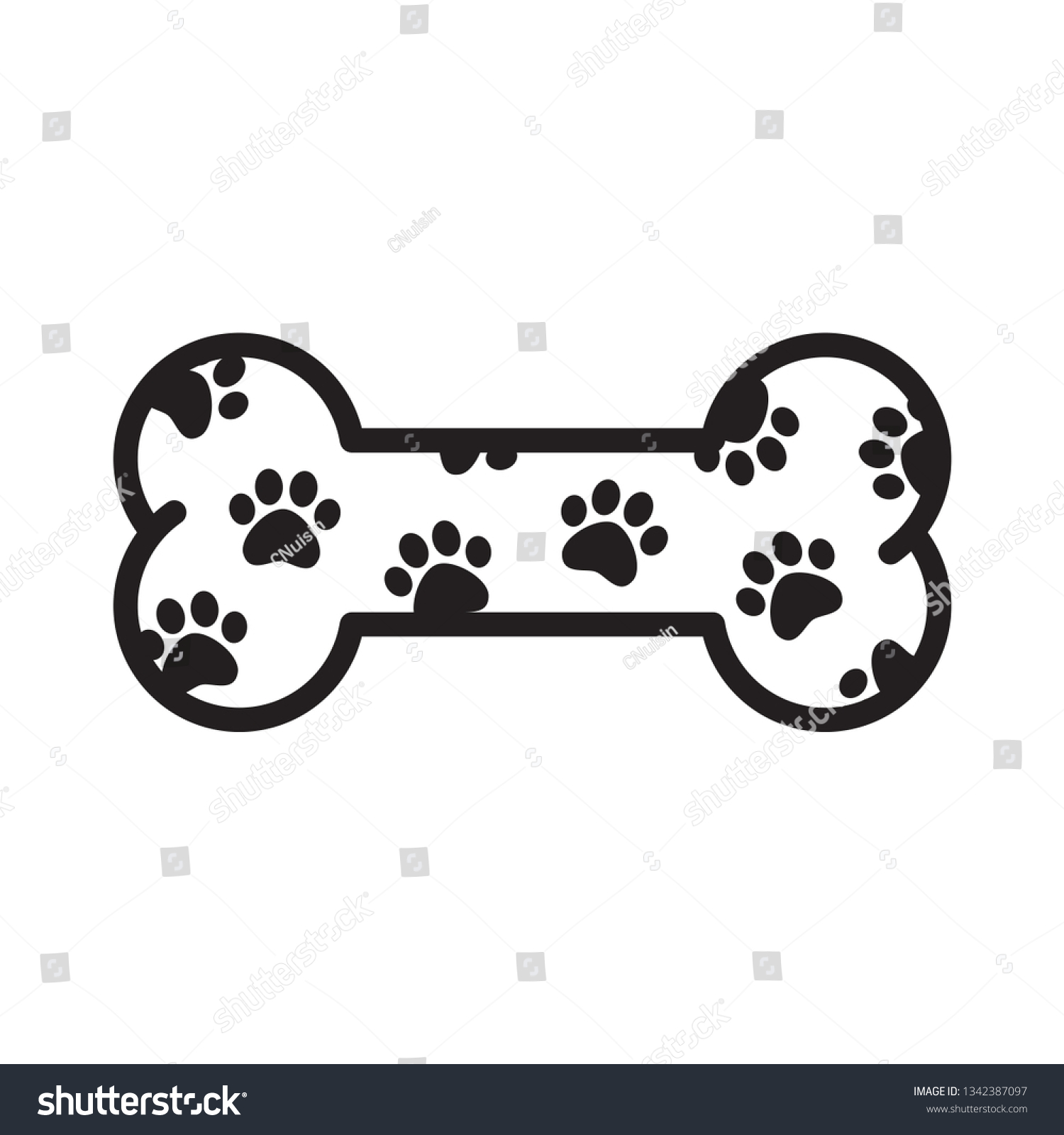 Dog Bone Vector Paw Icon Logo Stock Vector (royalty Free) 1342387097 