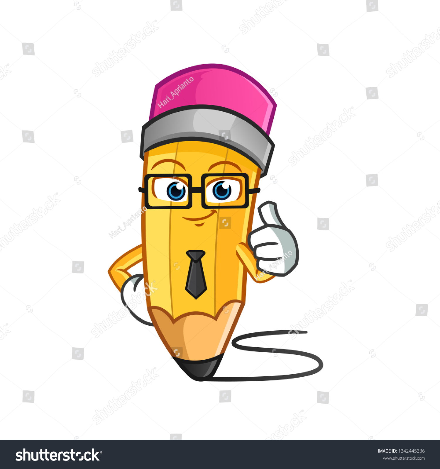 Pencil Worker Mascot Vector Cartoon Illustration Stock Vector (Royalty ...