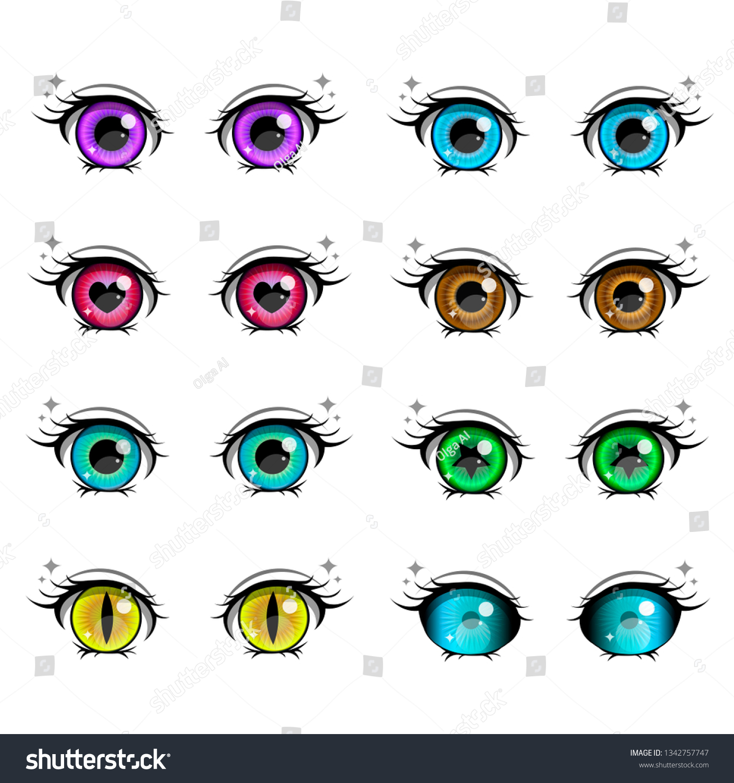 Eyeball Lenses Eyes Vector Set Stock Vector (Royalty Free) 1342757747 ...