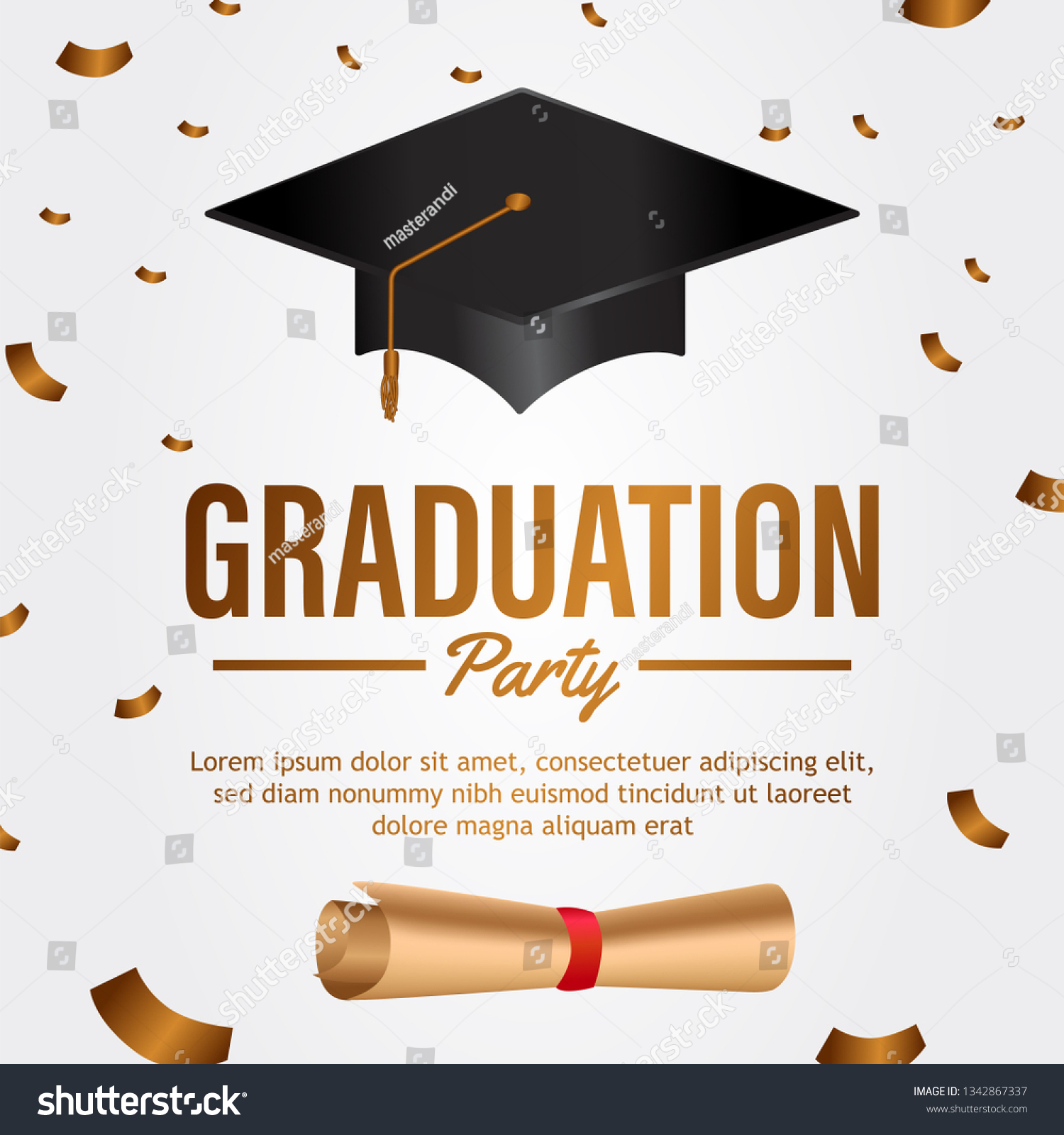 Luxury Graduation Party Invitation Card Hat Stock Vector (Royalty Free