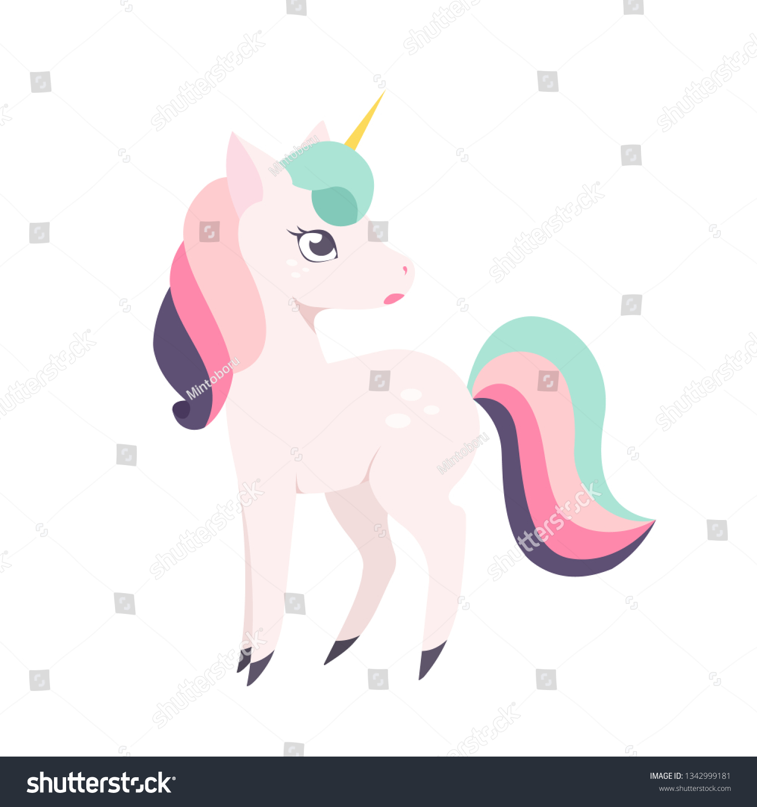 Unicorn Cartoon Cute Character Isolated Vector Stock Vector Royalty Free Shutterstock