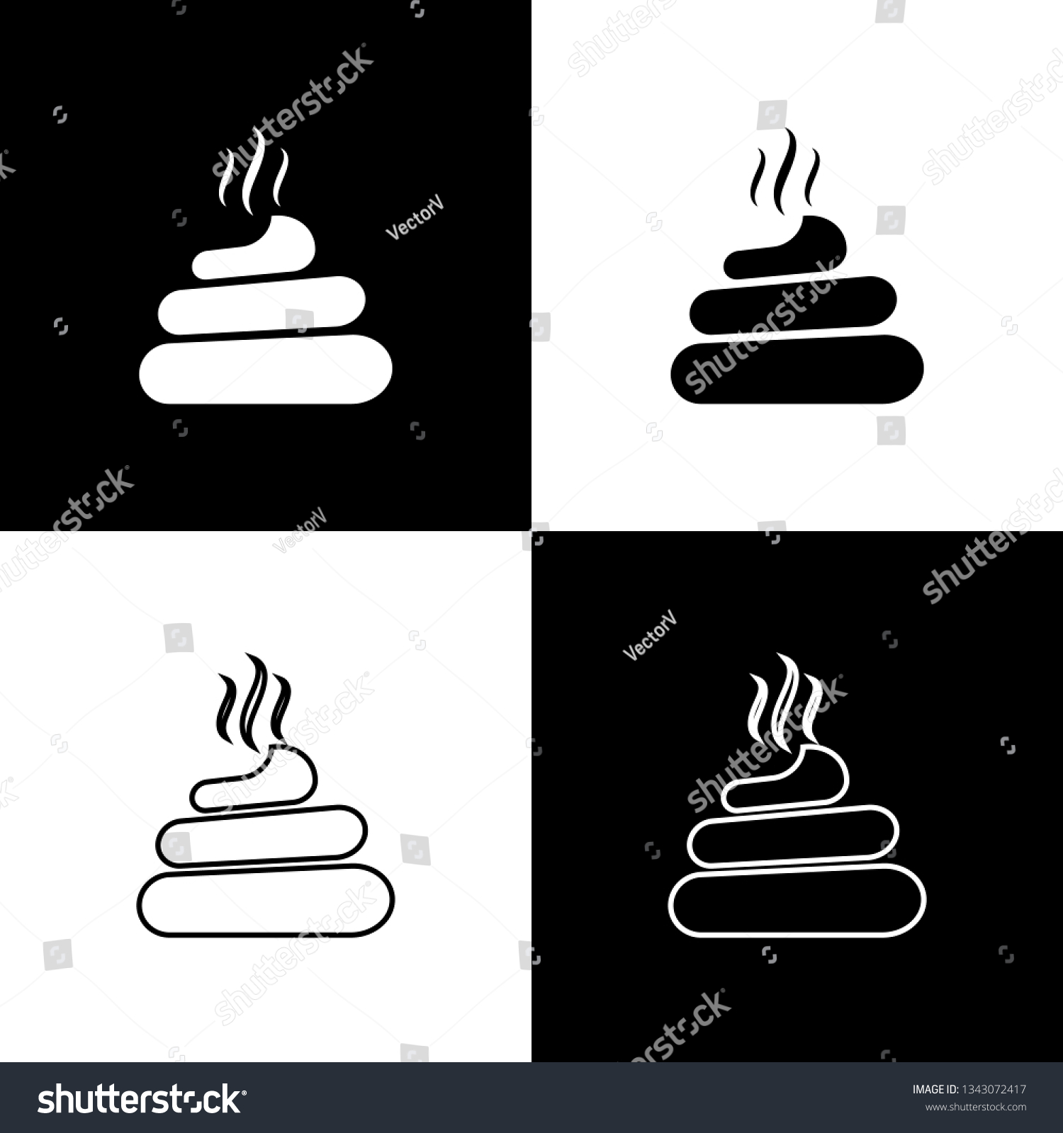 Set Shit Icons Isolated On Black Stock Vector (Royalty Free) 1343072417 ...