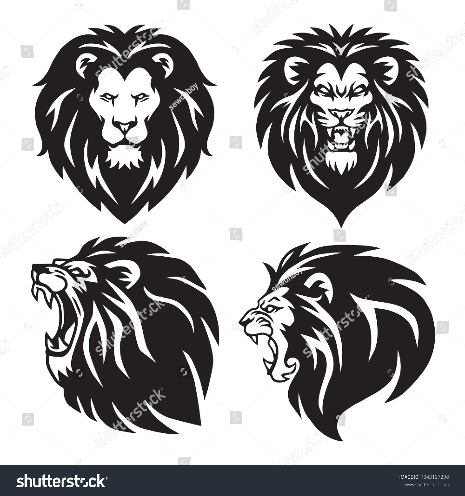 Lion Logo Set Collection Premium Design Stock Vector (Royalty Free ...