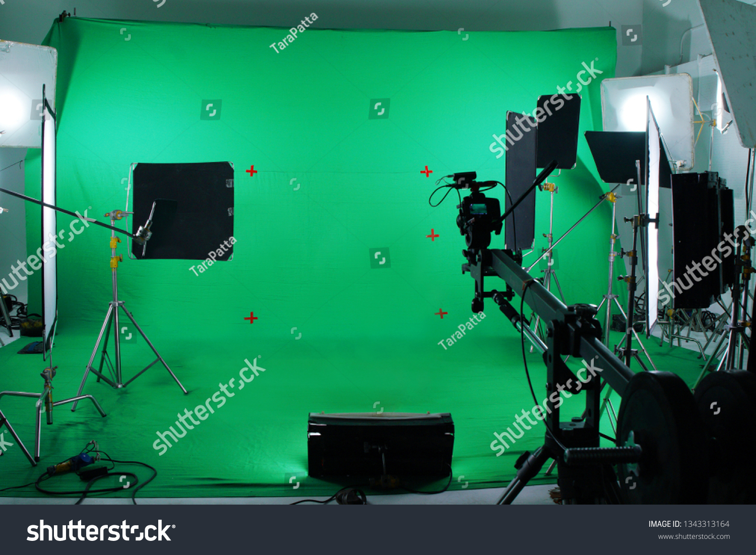 Green Screen Studio Lighting Equipments Stock Photo 1343313164 ...