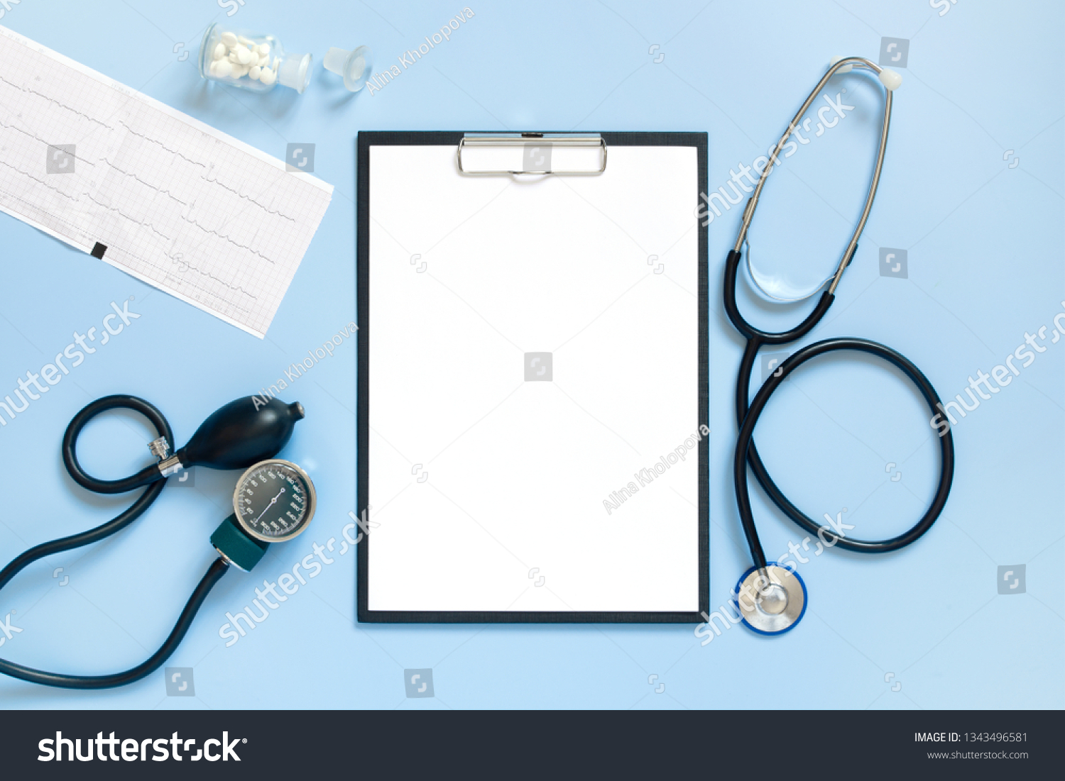 Blue Medical Mockup Blank Sheet Paper Stock Photo 1343496581 | Shutterstock