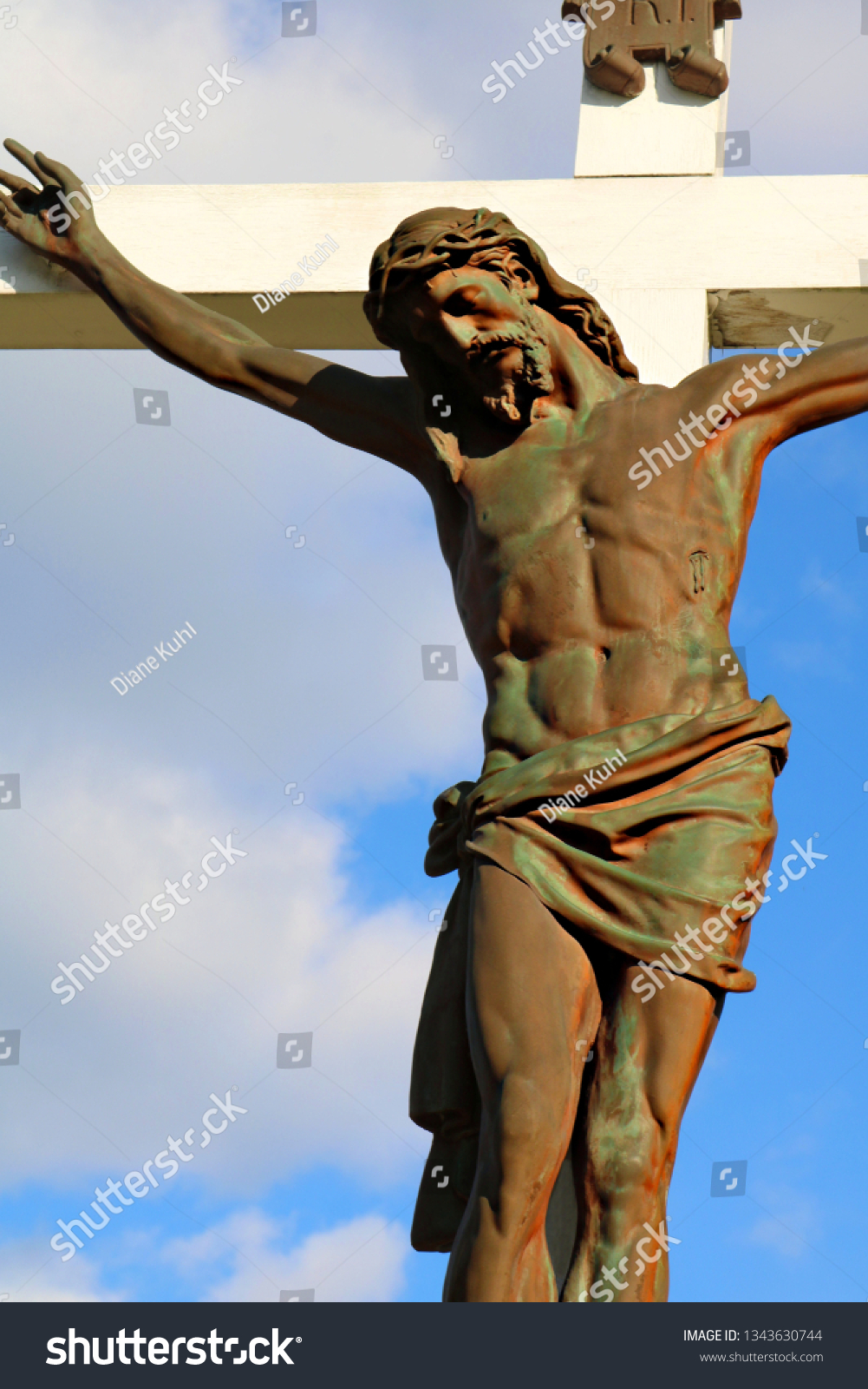 Looking Lifesize Crucifix Metal Body Christ Stock Photo 1343630744 ...