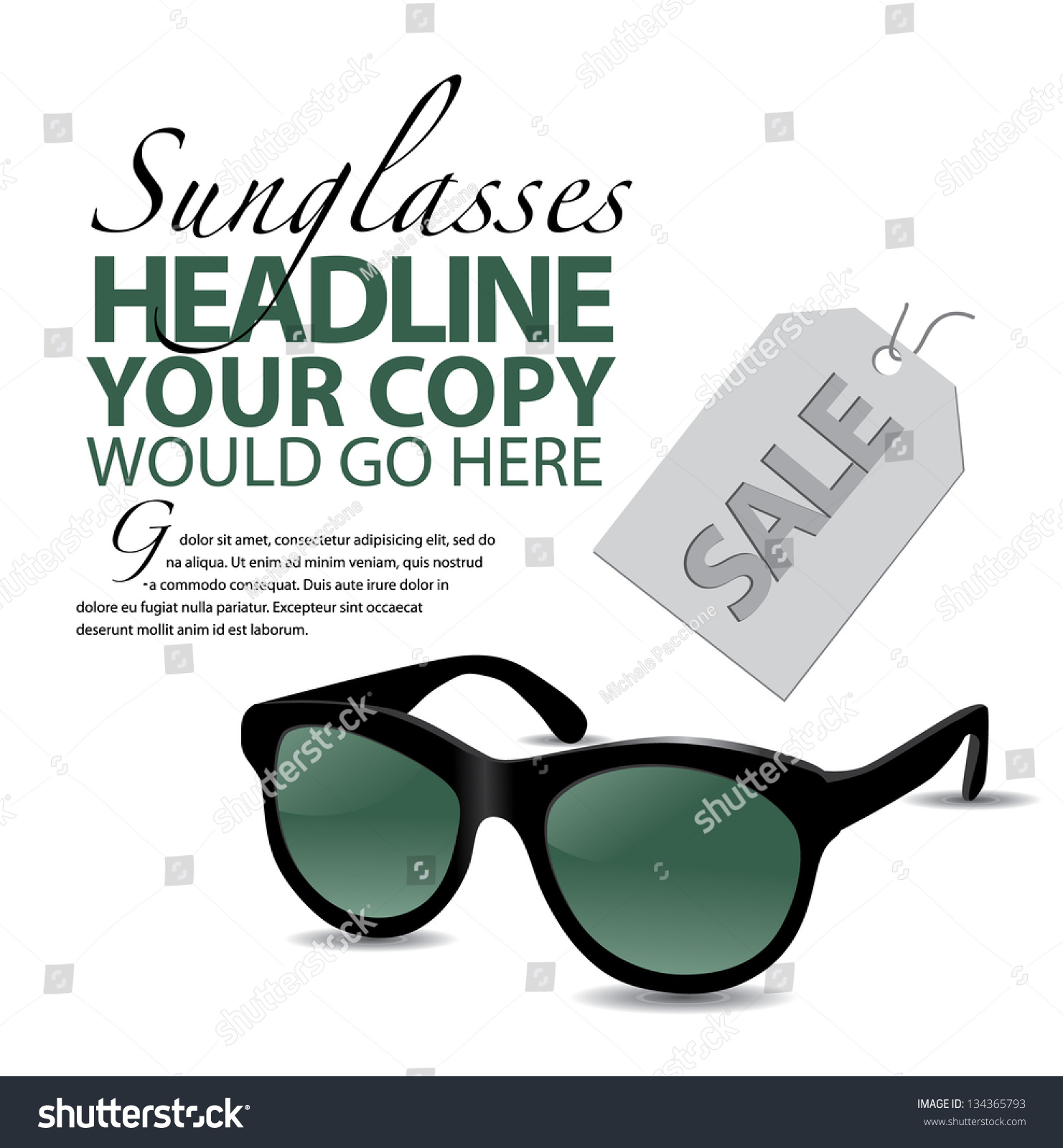 Sunglasses Ad Poster Template Eps 8 Stock Vector Royalty Free 134365793 Shutterstock