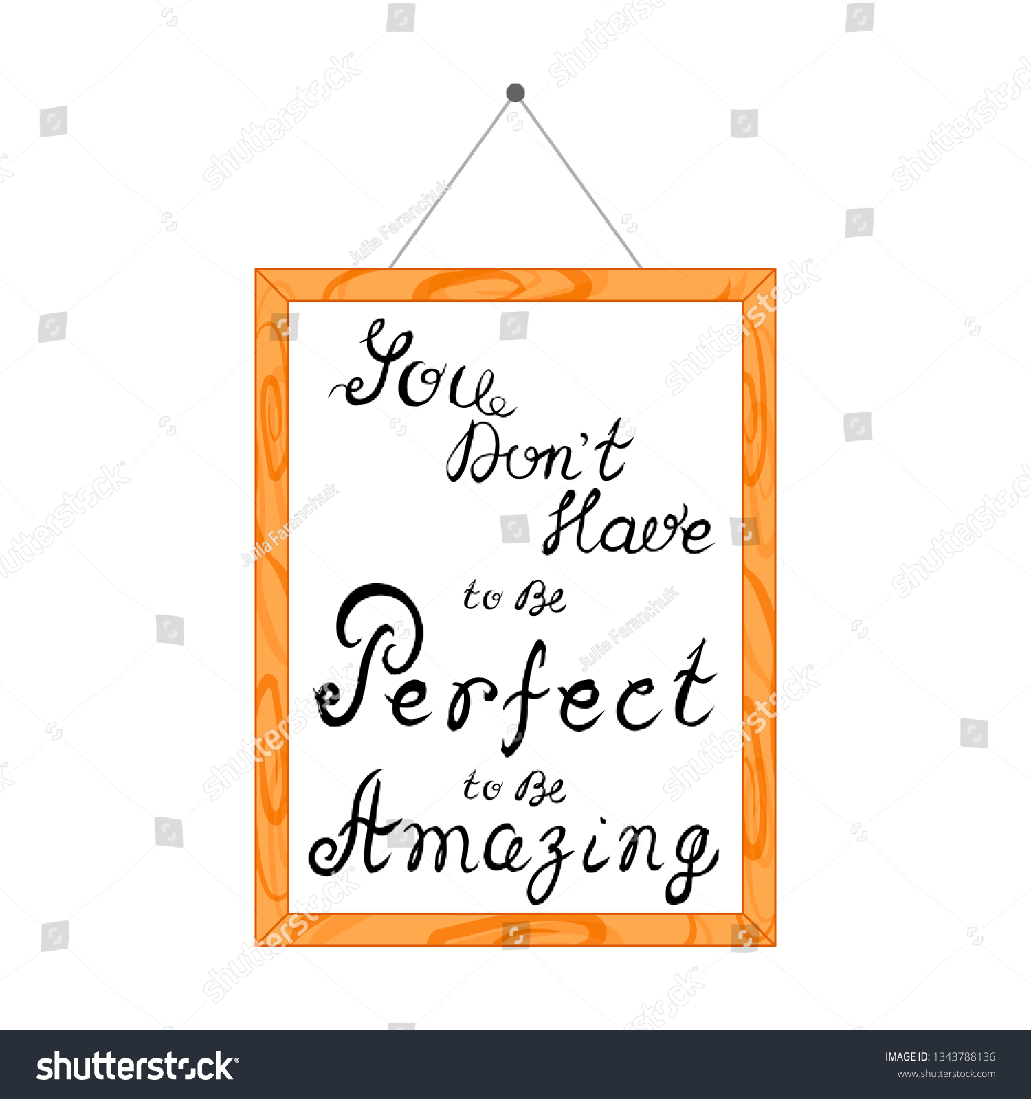 Hand Lettering Affirmations Wooden Frame Hanging Stock Vector Royalty