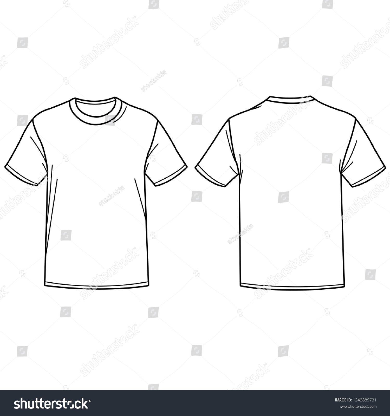 Front Back View T Shirts Vector Stock Vector (Royalty Free) 1343889731 ...