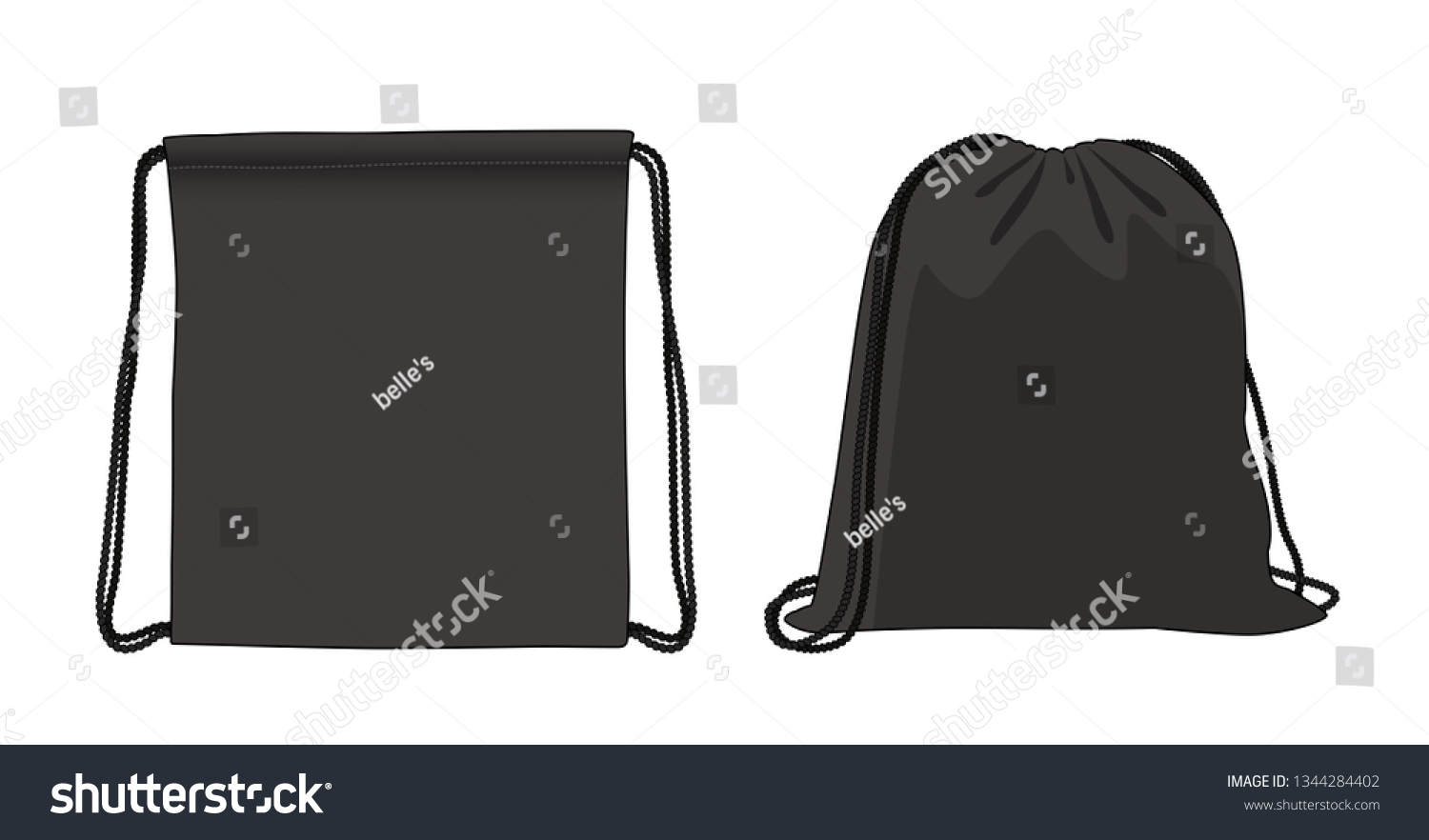 Blank Drawstring Bag Balck Foldable Backpack Stock Vector (Royalty Free ...