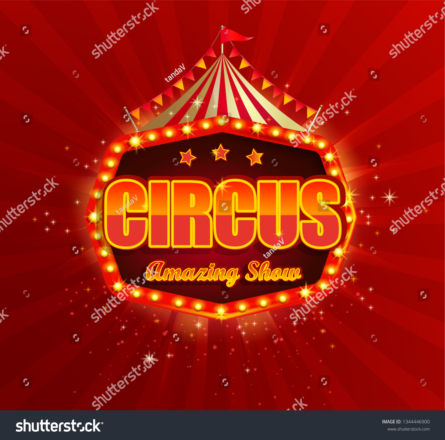 Circus Banner Retro Light Bulbs Frame Stock Vector (Royalty Free ...