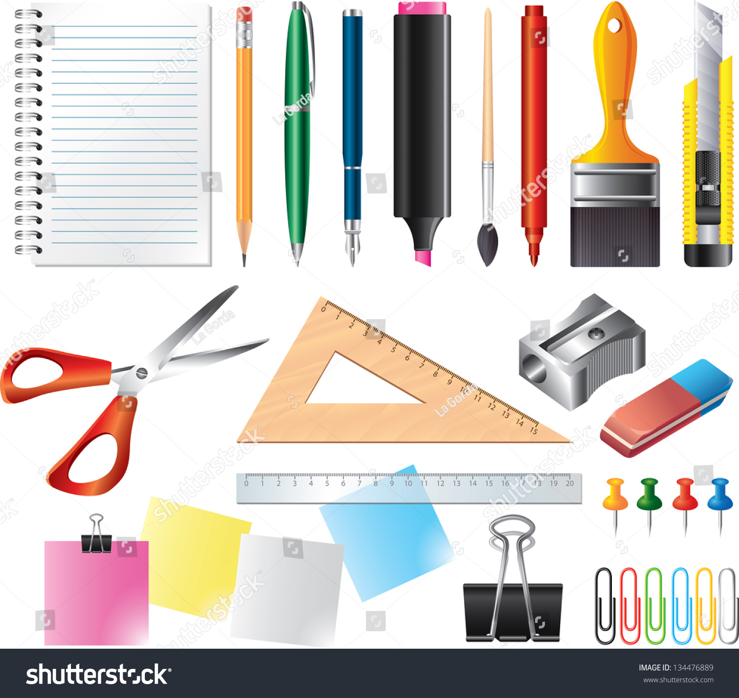 Drawing Office Tools Photorealistic Vector Set Stock Vector (Royalty ...