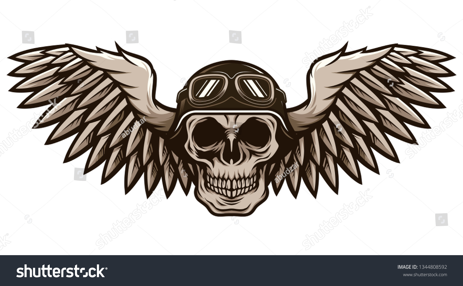 Detailed Classic Skull Head Wearing Retro Stock Vector (Royalty Free ...