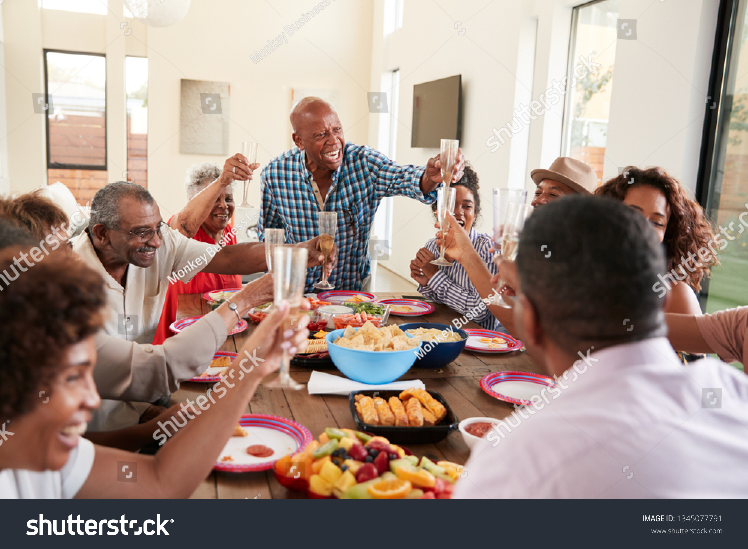 Grandfather Standing Make Speech Table His Stock Photo 1345077791 ...