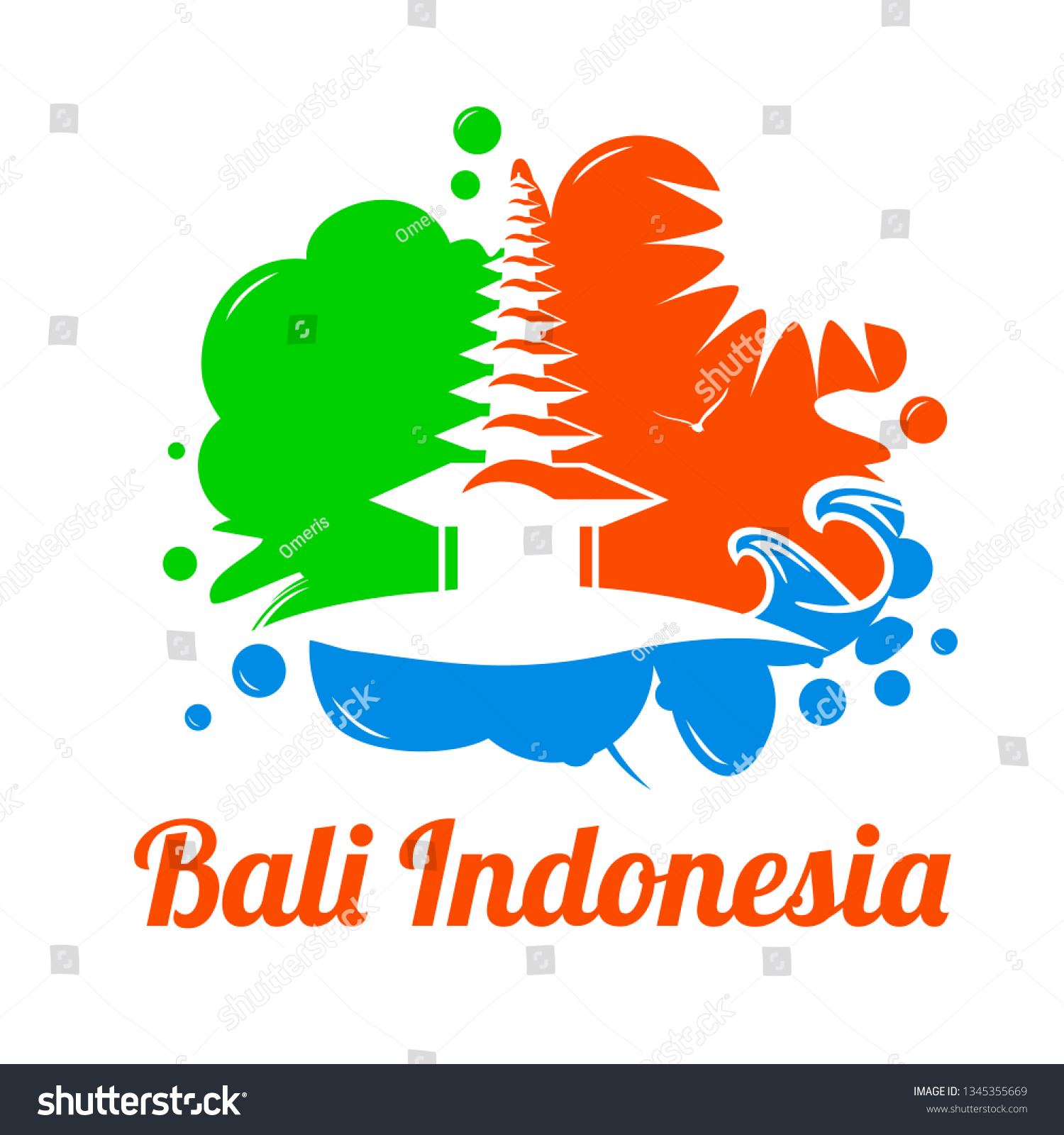 Bali Indonesian Landscape Watercolor Illustration Indonesia Stock Illustration