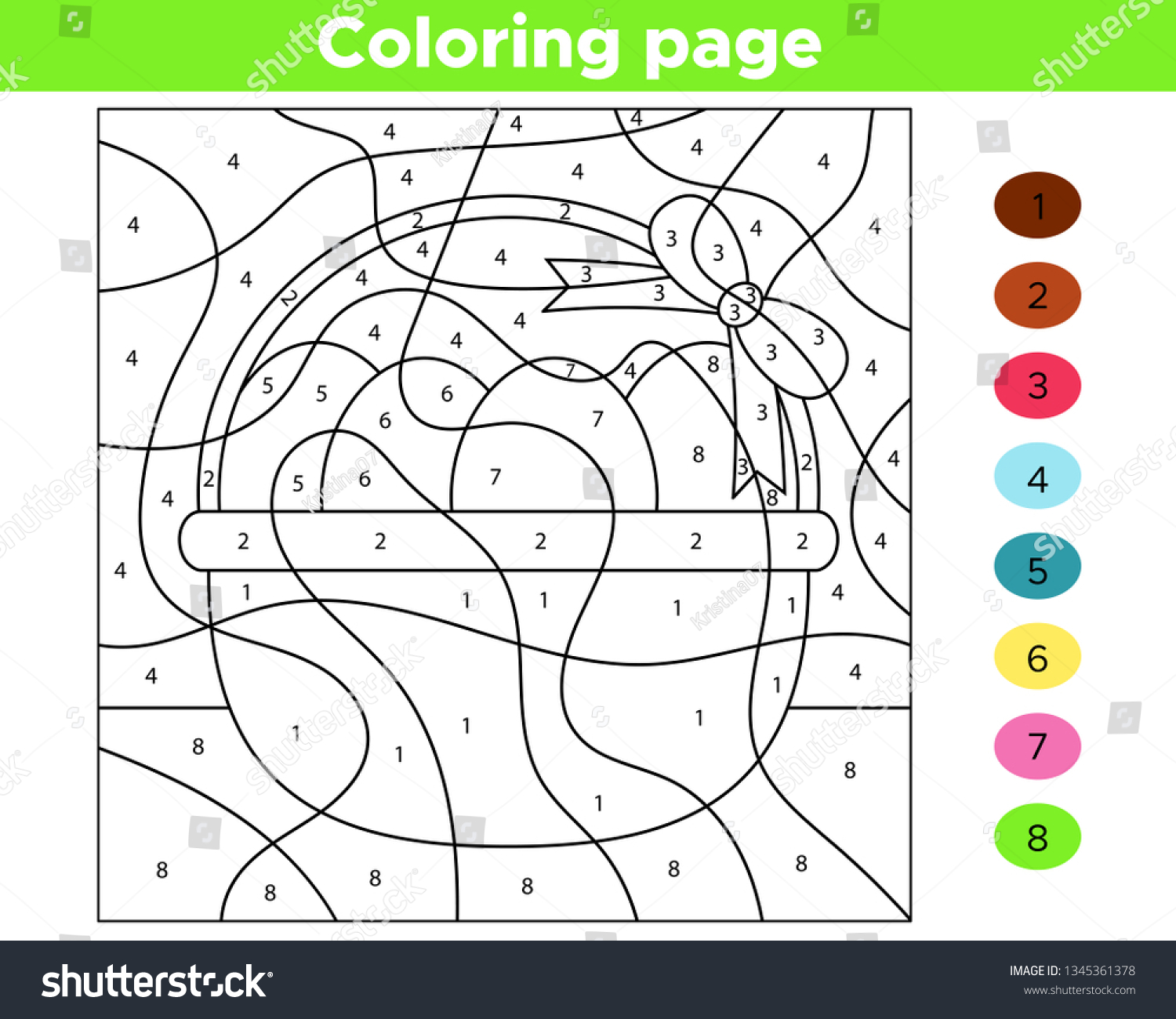 Educational Number Coloring Page Preschool Children Stock Vector ...